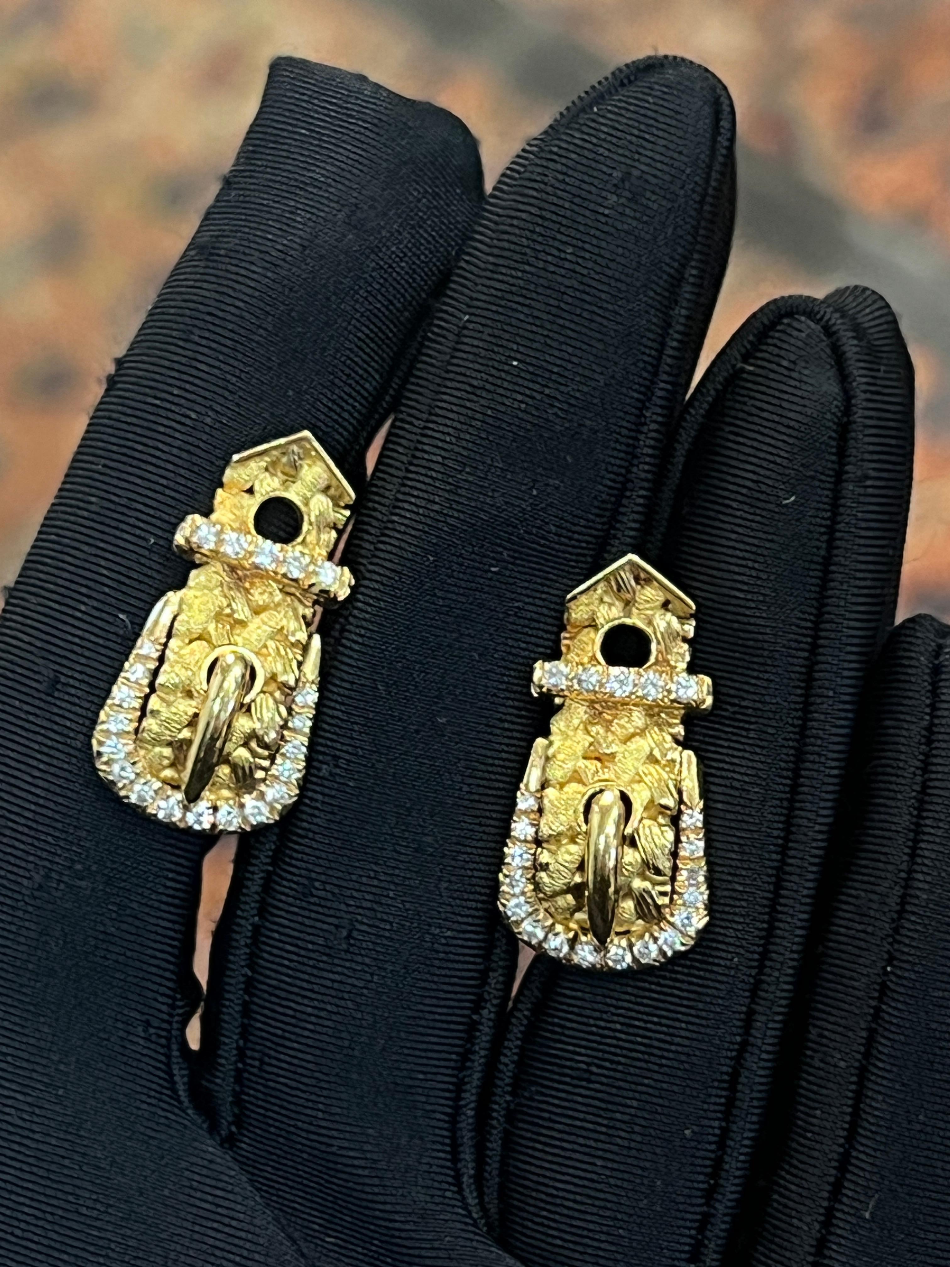 Georges L'Enfant Para Hermes Pendientes Hebilla Diamante Corte redondo en venta