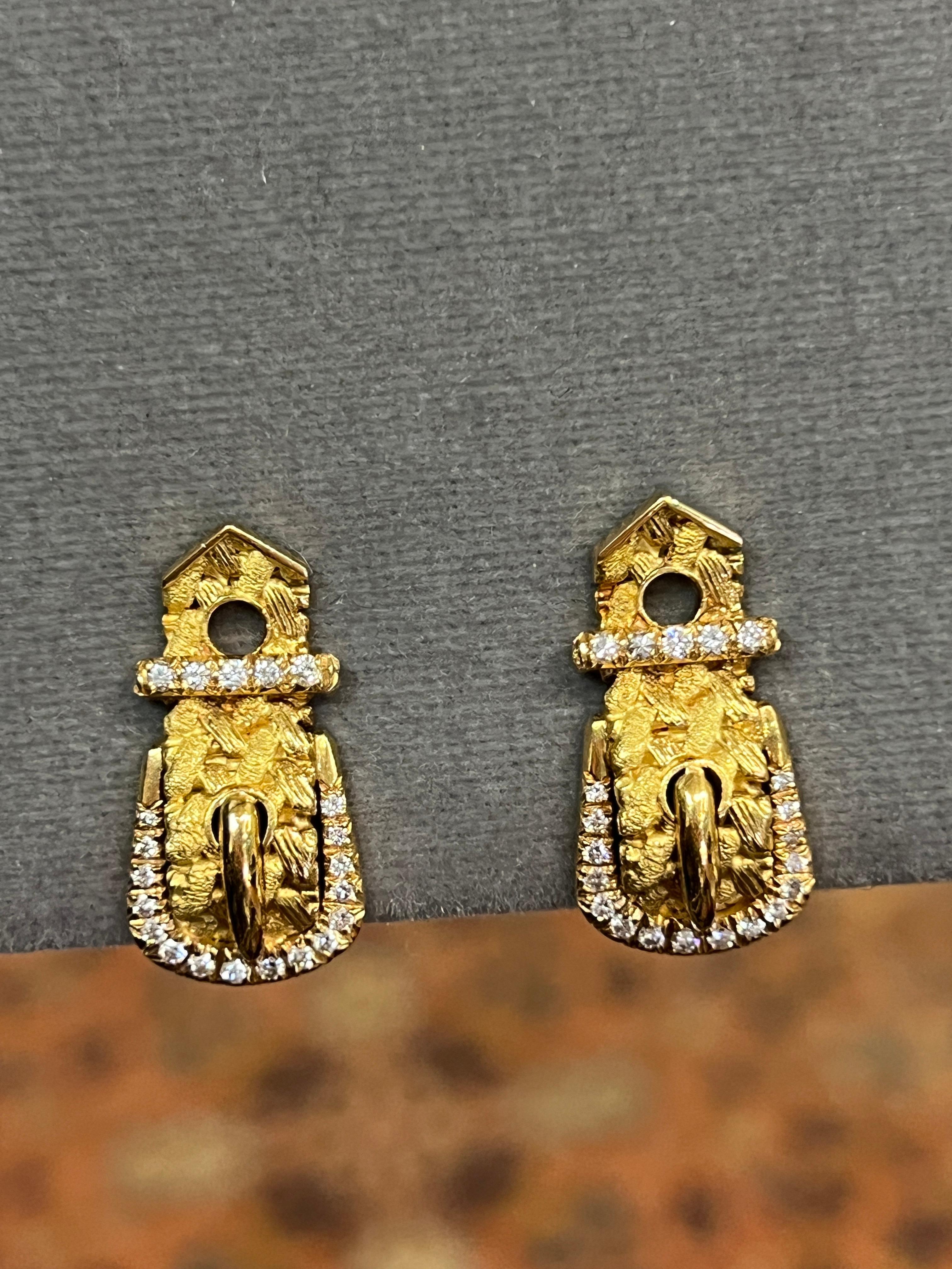Georges L'Enfant Para Hermes Pendientes Hebilla Diamante en venta 3