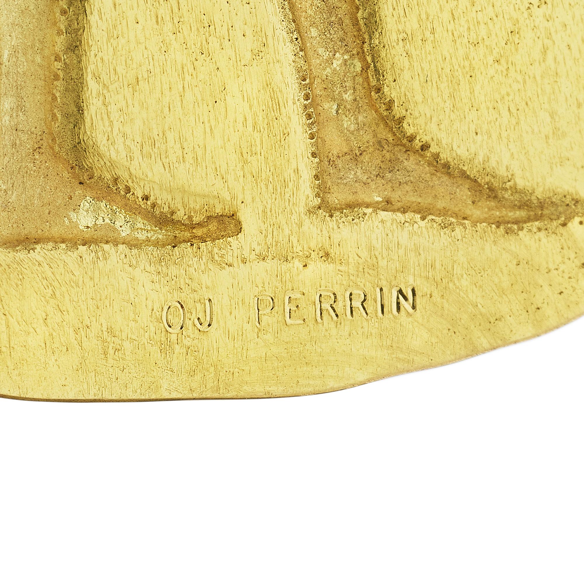 Modernist Georges L'Enfant for O. J. Perrin Vintage Egyptian Gold Plaque Pendant Necklace