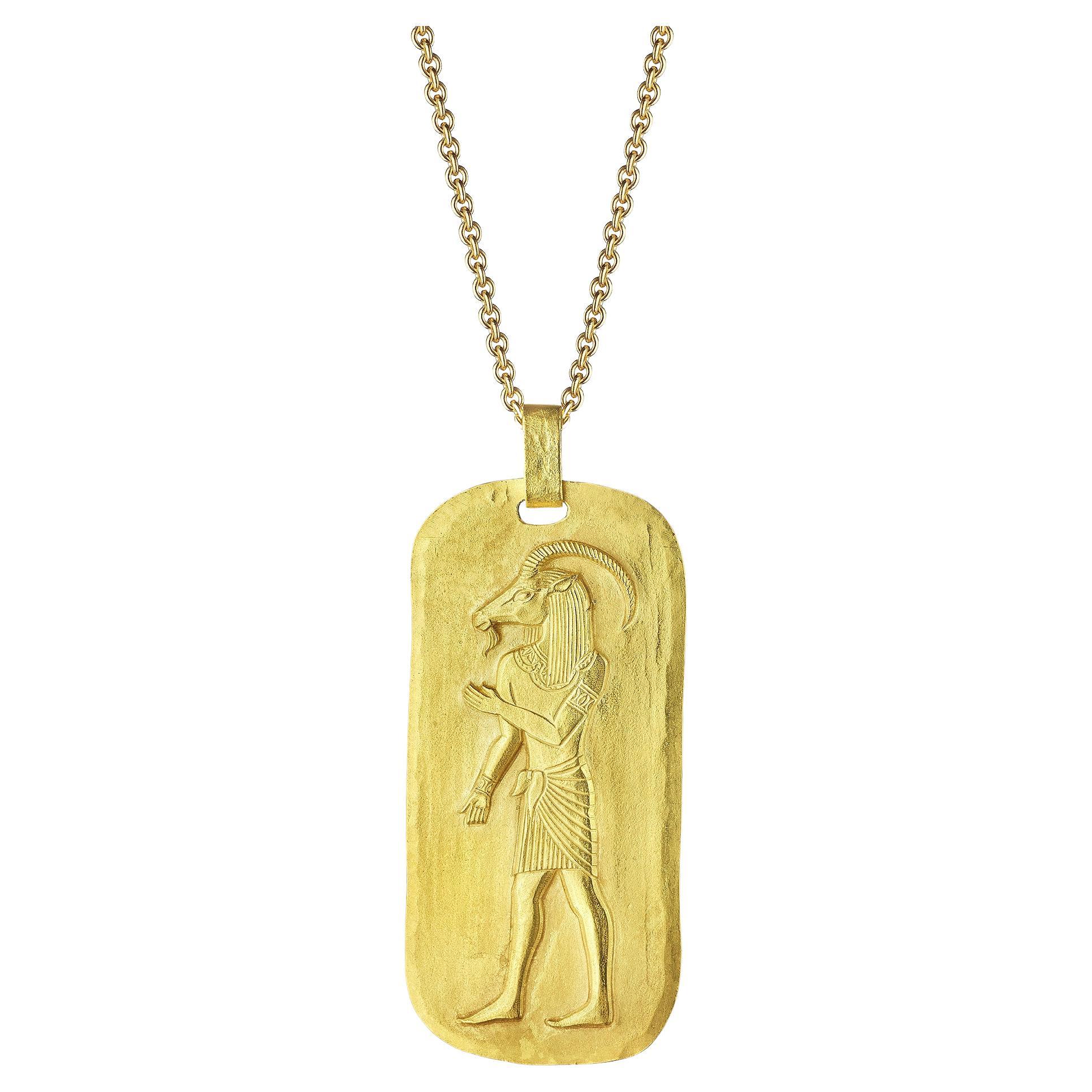 Georges L'Enfant for O. J. Perrin Vintage Egyptian Gold Plaque Pendant Necklace
