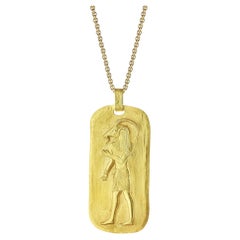 Georges L'Enfant für O. J. Perrin Vintage Ägyptische Goldplakette-Halskette mit Anhänger, Vintage