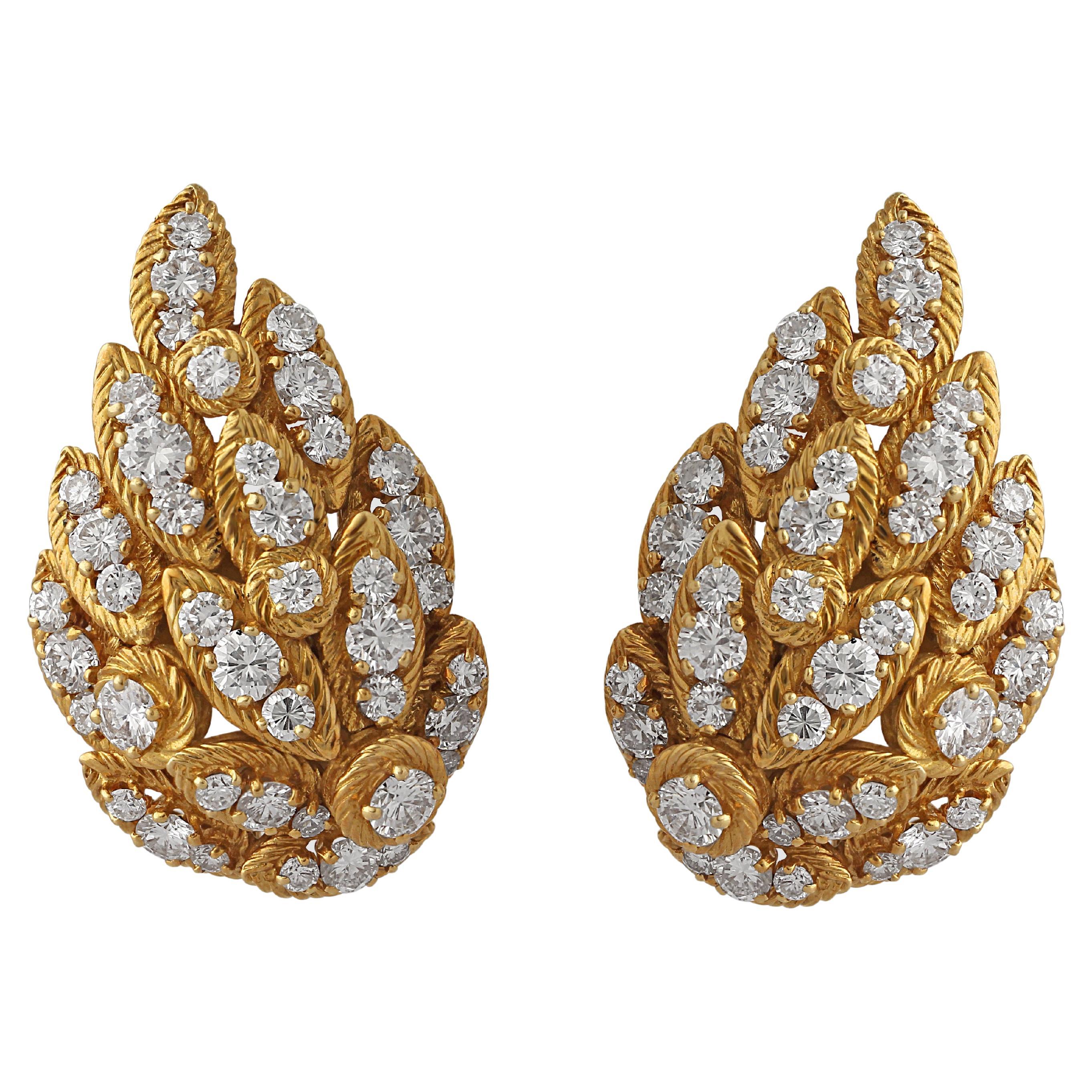 Georges Lenfant for Van Cleef & Arpels Gold & Diamond Earrings
