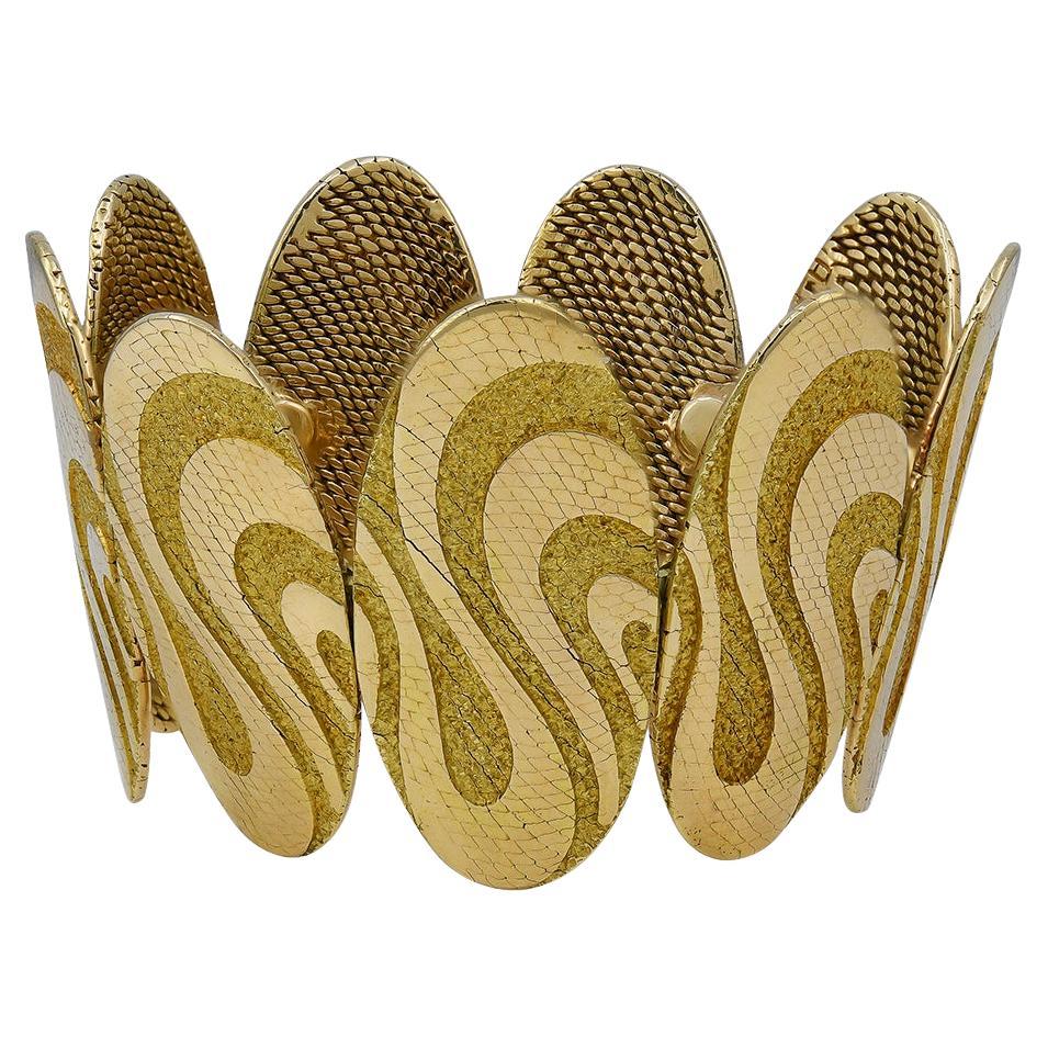 Georges Lenfant pour Van Cleef & Arpels Bracelet à maillons « Waves » en or, Paris en vente