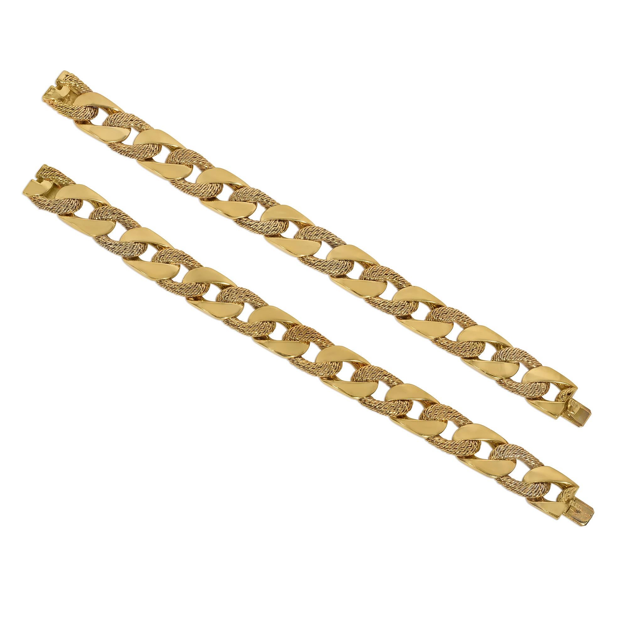 Rétro Georges Lenfant, Francia 1960 Collana A Link in oro, convertibile in bracciali in vendita