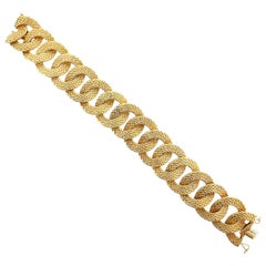 Georges L'Enfant French 18 Karat Yellow Gold Textured Link Bracelet