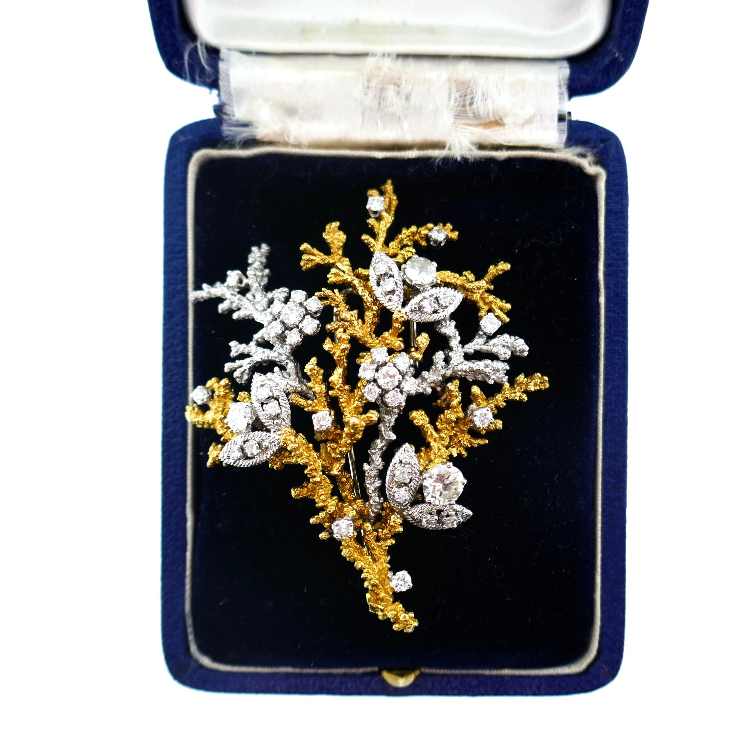 Georges L'Enfant French Yellow and White Gold Diamond Tree of Life Brooch For Sale 8