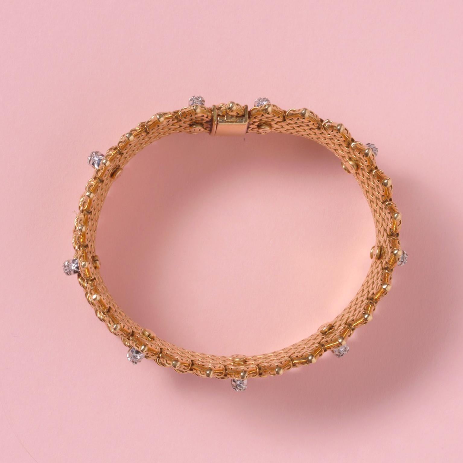 Women's or Men's Georges Lenfant Gold and Diamond 'Cordelière' Bracelet