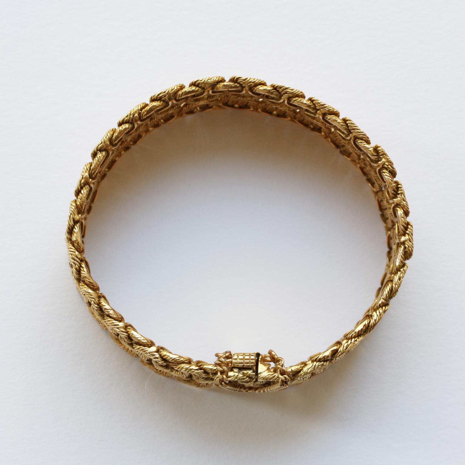Women's or Men's 1970s Georges Lenfant Paris Gold Braided Bracelet
