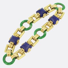 Georges L'Enfant Lapis Lazuli and Jade Bracelet