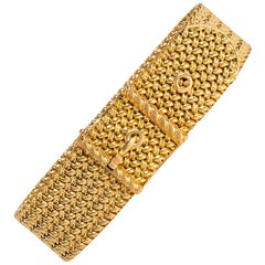 Georges L’Enfant Midcentury Woven Gold Belt Strap Bracelet