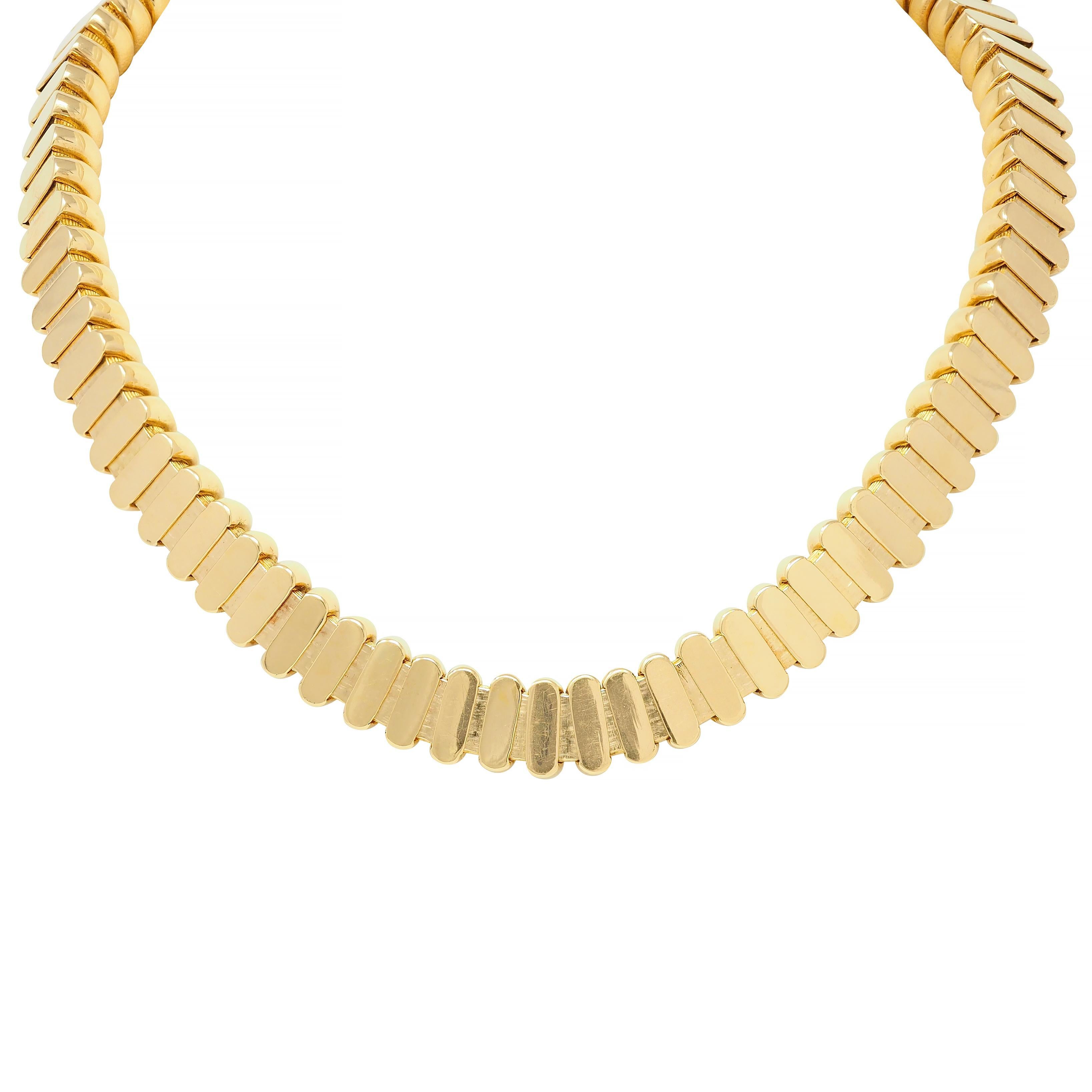 Georges L'Enfant Modernist 18 Karat Yellow Gold Tubogas Vintage Collar Necklace For Sale 1