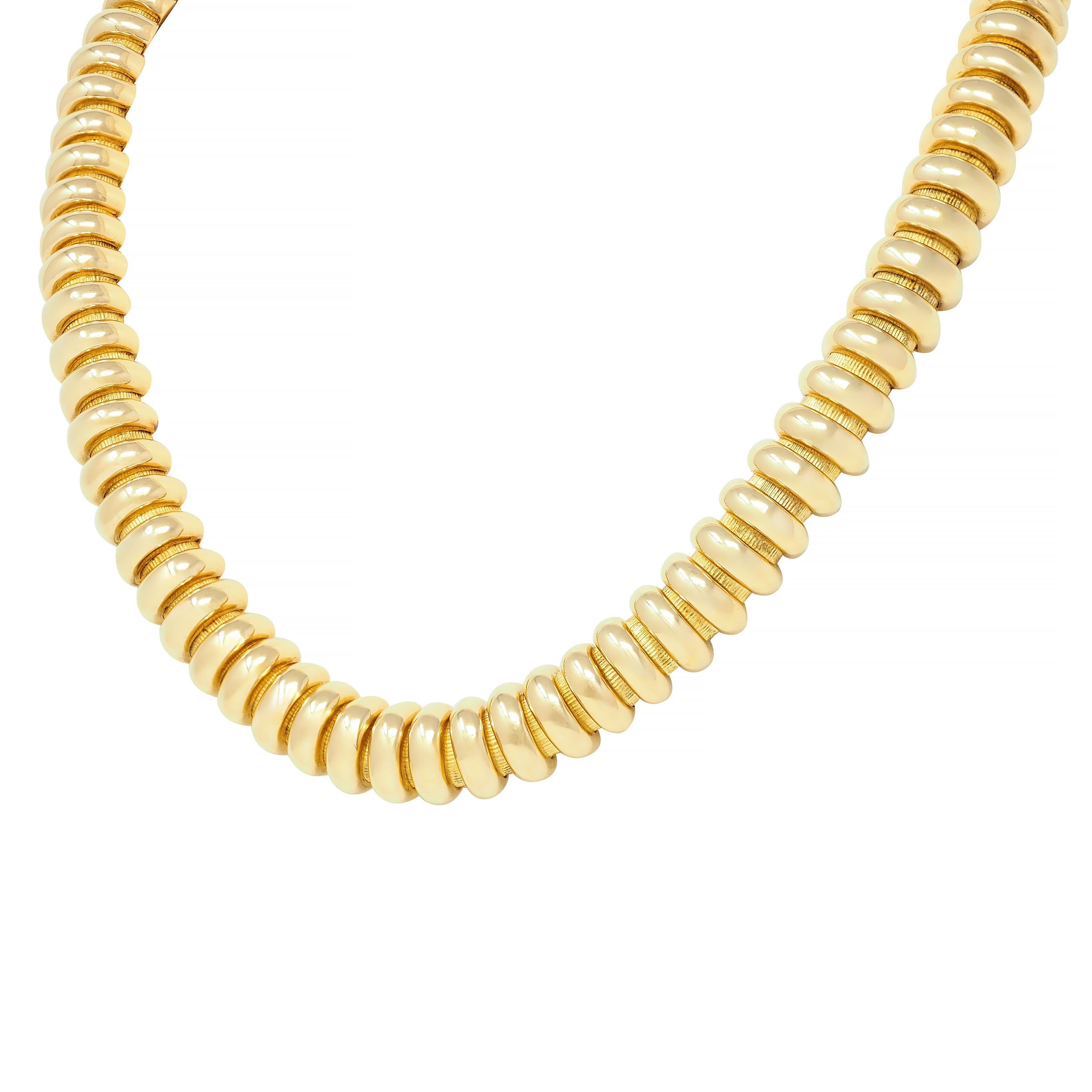 Georges L'Enfant Modernist 18 Karat Yellow Gold Tubogas Vintage Collar Necklace For Sale 2