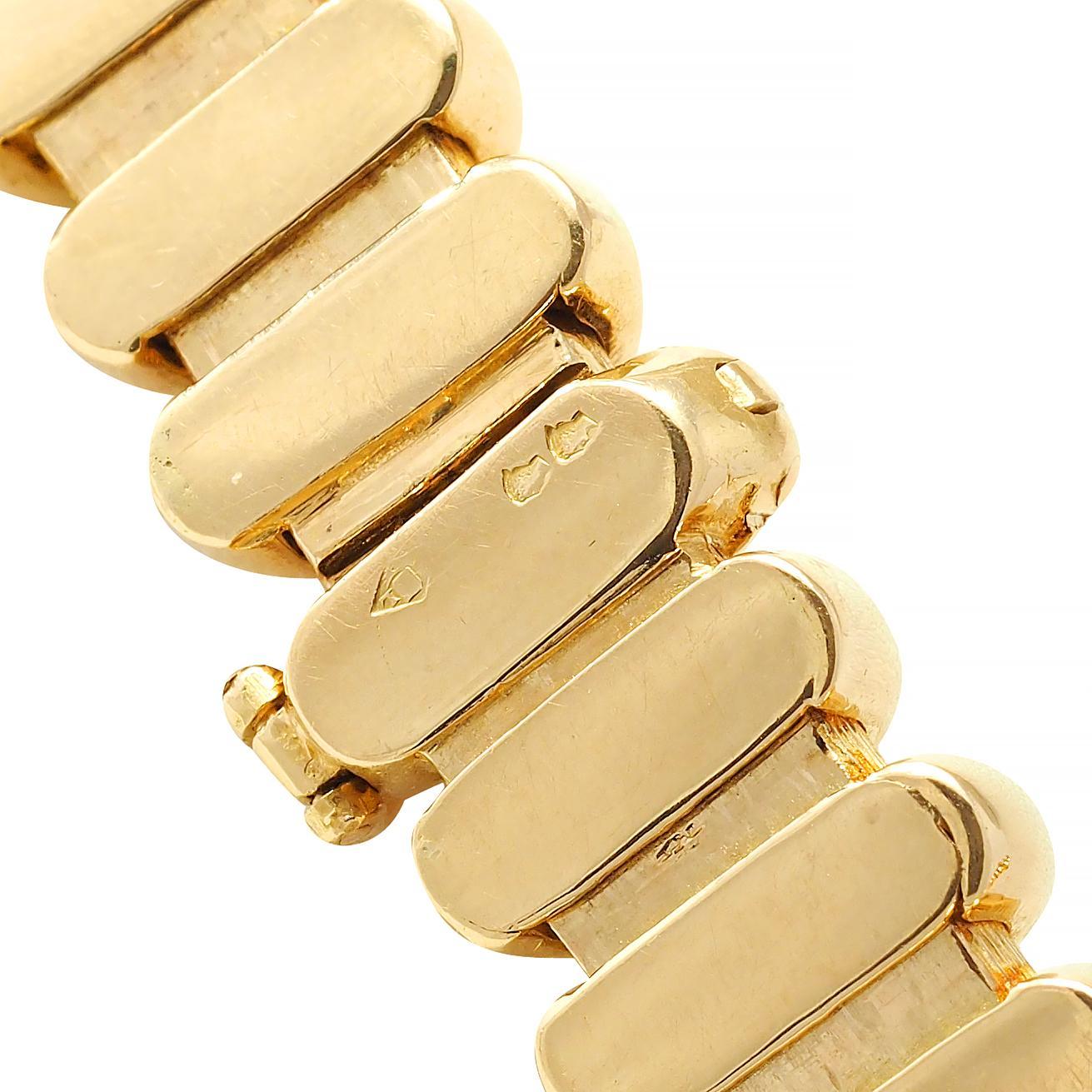 Georges L'Enfant Modernist 18 Karat Yellow Gold Tubogas Vintage Collar Necklace For Sale 3