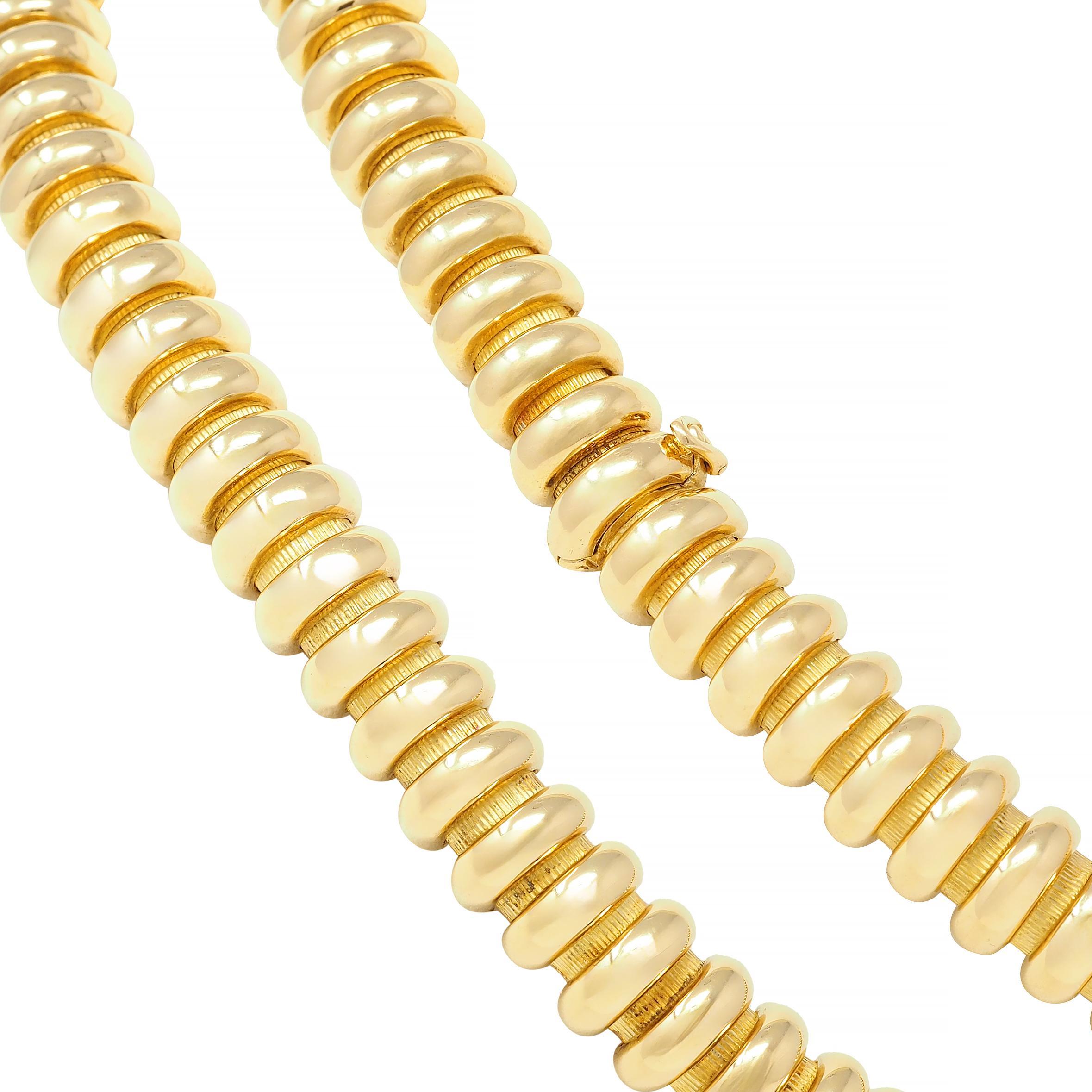 Georges L'Enfant Modernist 18 Karat Yellow Gold Tubogas Vintage Collar Necklace For Sale 4