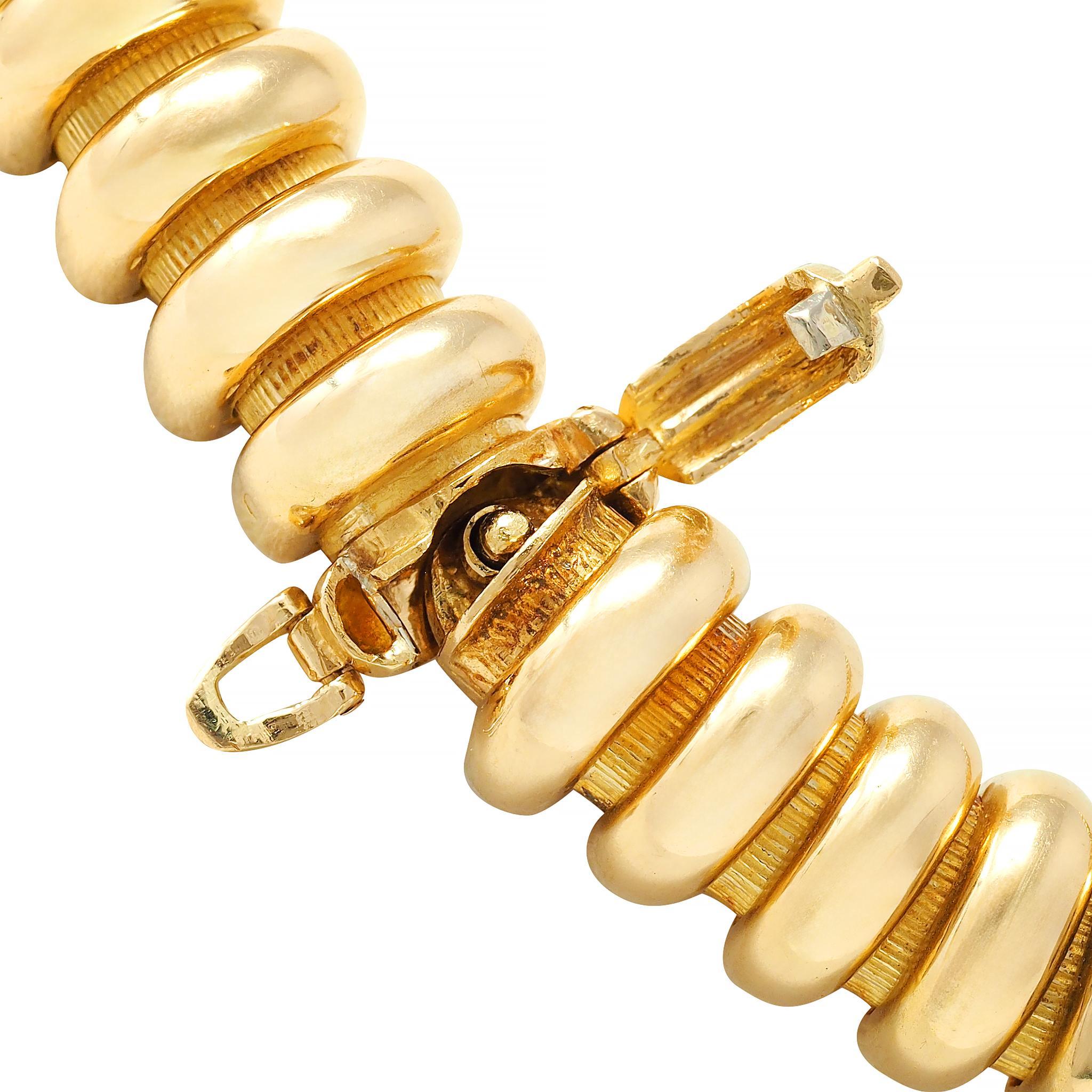 Georges L'Enfant Modernist 18 Karat Yellow Gold Tubogas Vintage Collar Necklace For Sale 5
