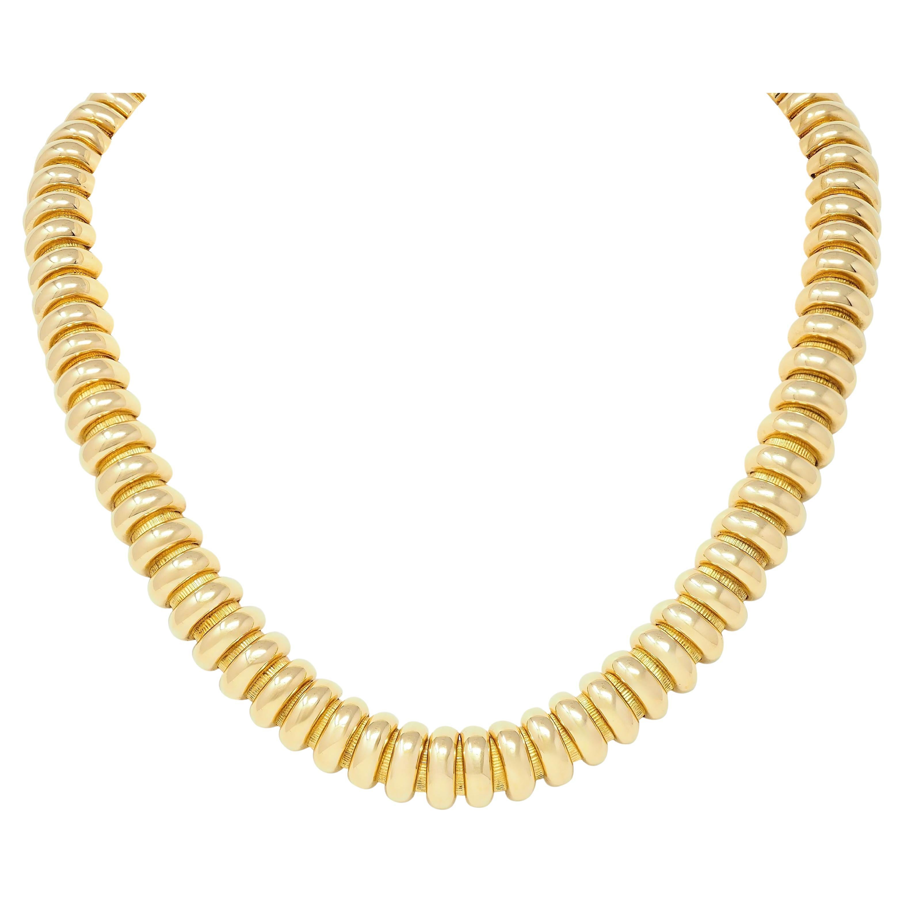 Georges L'Enfant, collier tubogas moderniste vintage en or jaune 18 carats