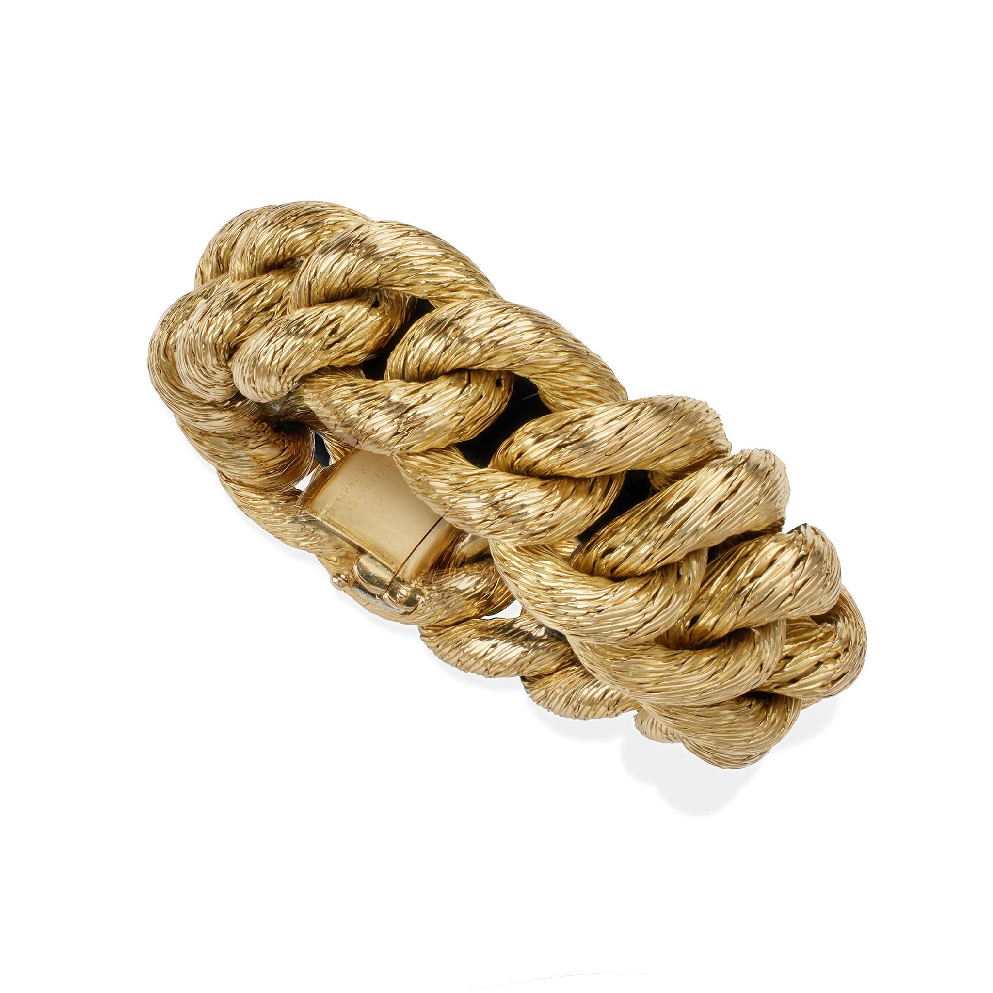 Georges Lenfant Paris for Tiffany & Co. 18K Gold Rope Bracelet In Excellent Condition For Sale In New York, NY