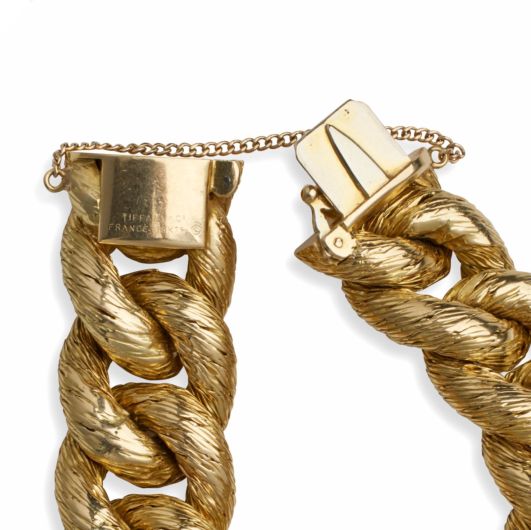 Georges Lenfant Paris for Tiffany & Co. 18K Gold Rope Bracelet For Sale 2