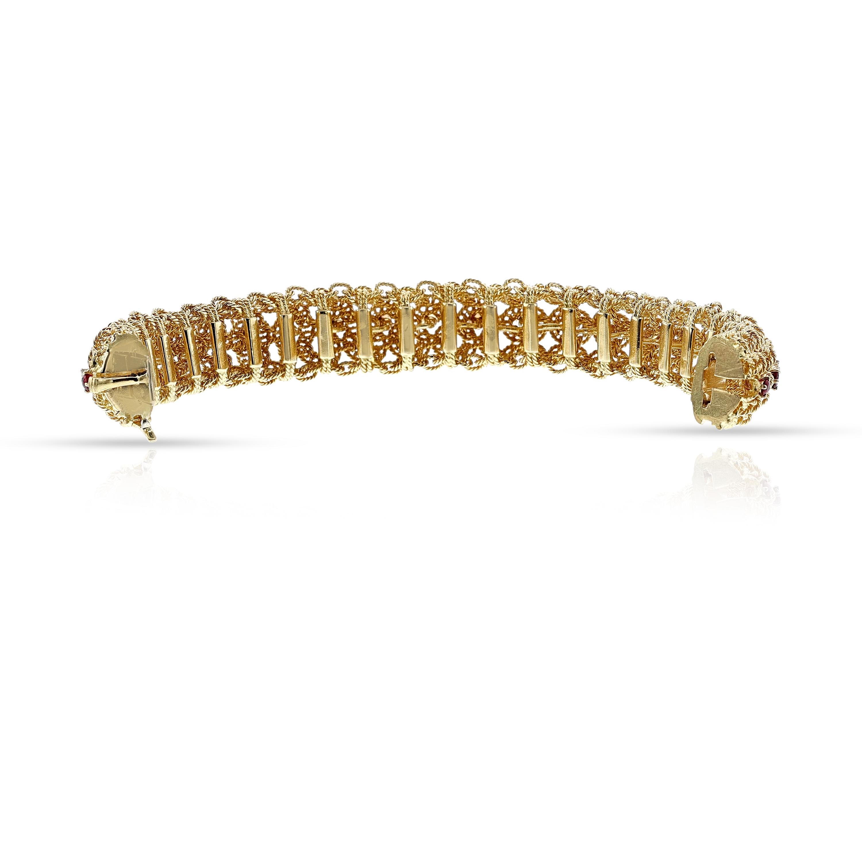 Georges L'Enfant Armband mit Rubinen und Diamanten in Seilarbeit, 18k im Zustand „Hervorragend“ in New York, NY