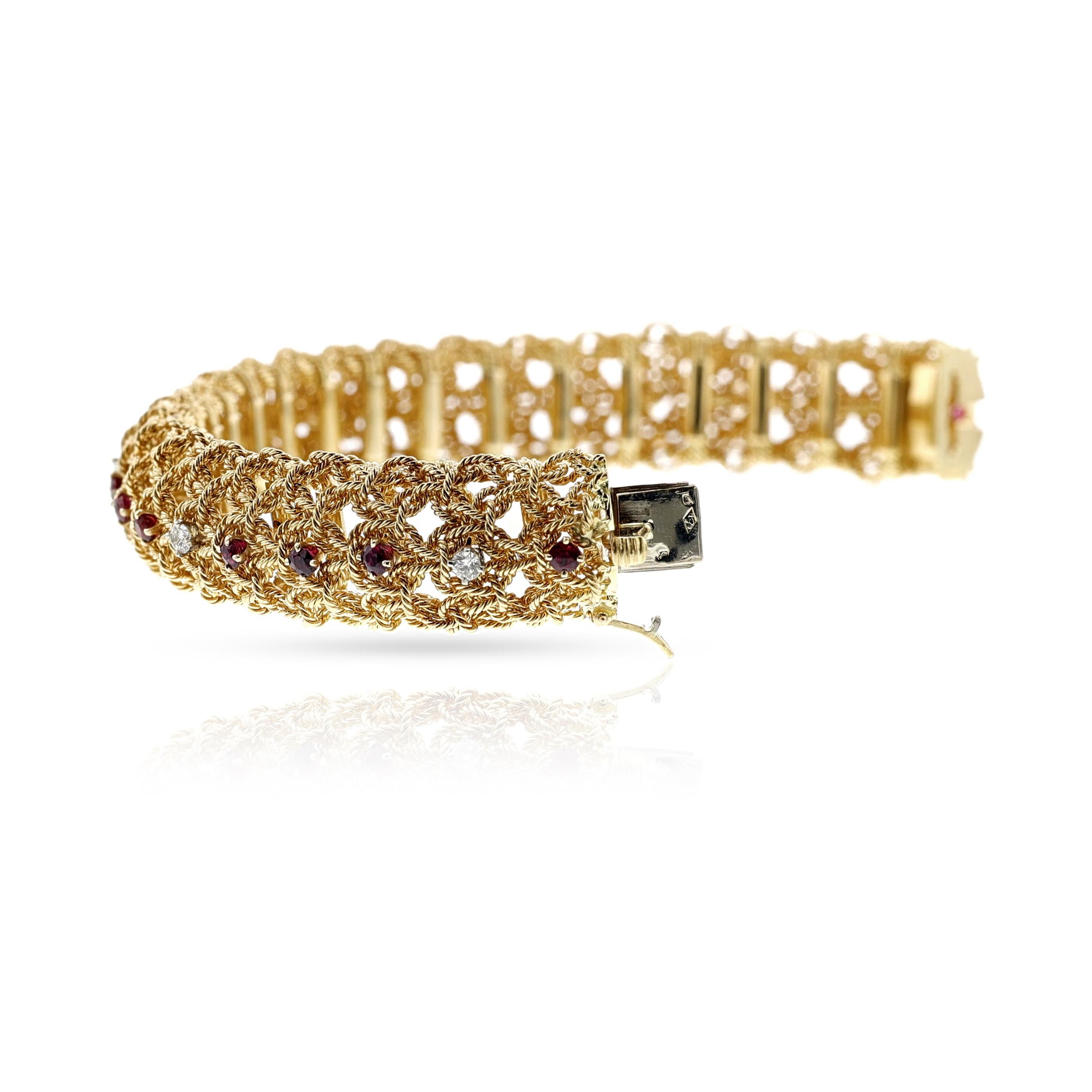 Georges L'Enfant Armband mit Rubinen und Diamanten in Seilarbeit, 18k 1