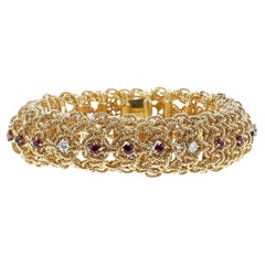 Georges L'Enfant Armband mit Rubinen und Diamanten in Seilarbeit, 18k