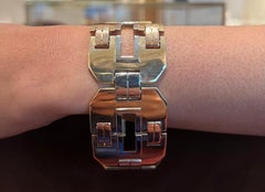 Breites Gliederarmband aus 18 Karat Gold mit dreifarbigem Tri-Color von Georges Lenfant, um 1930