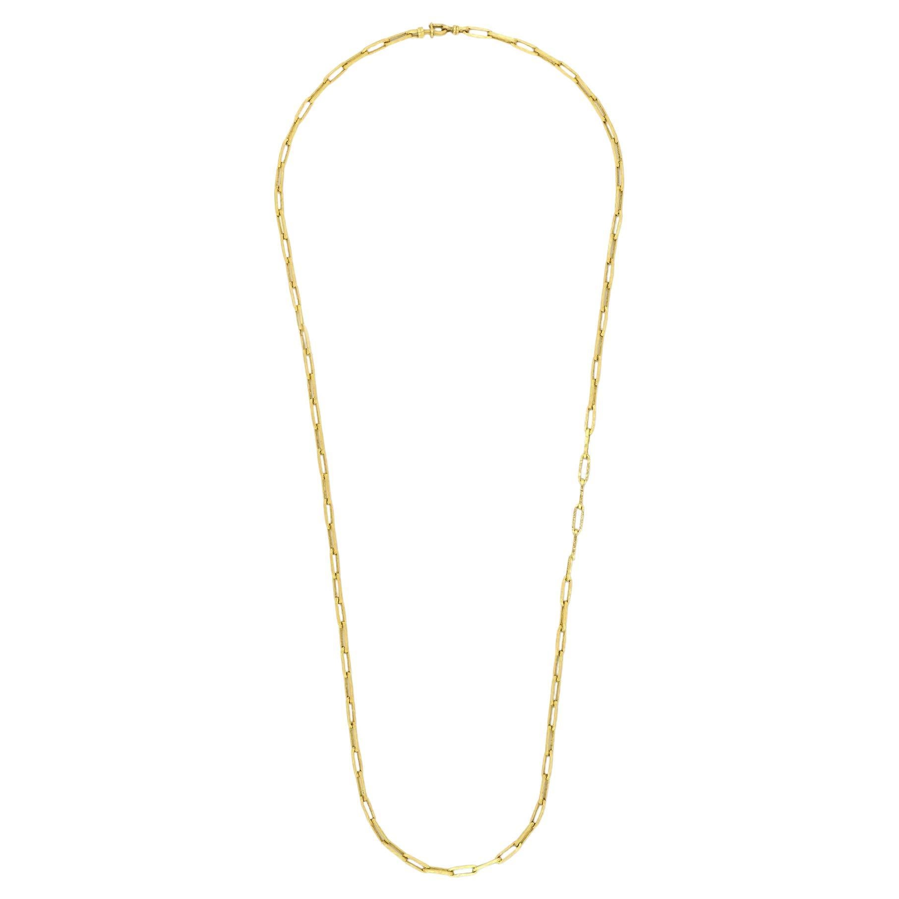 Georges Lenfant Collar vintage de cadena de eslabones de oro de 18 ct Circa 1970 en venta