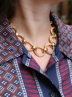 Georges Lenfant vintage necklace, yellow gold paillette model