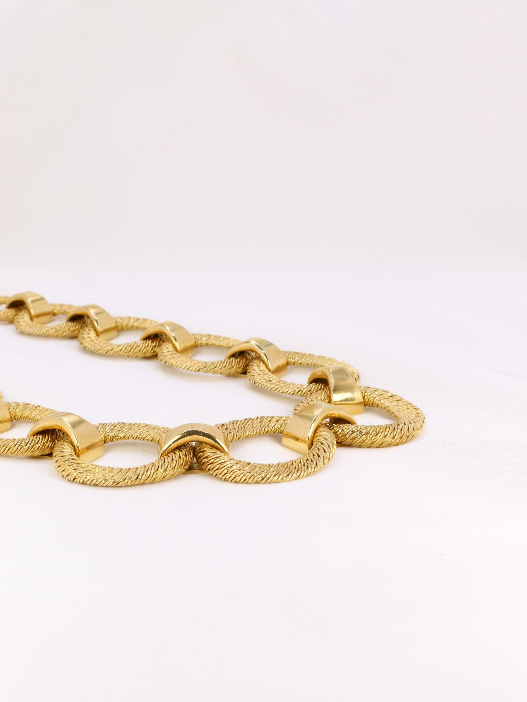 Women's Georges Lenfant vintage necklace, yellow gold paillette model