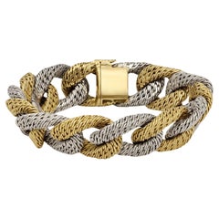 Georges Lenfant Yellow Gold & Platinum 'Paillette' Collection Curb Bracelet