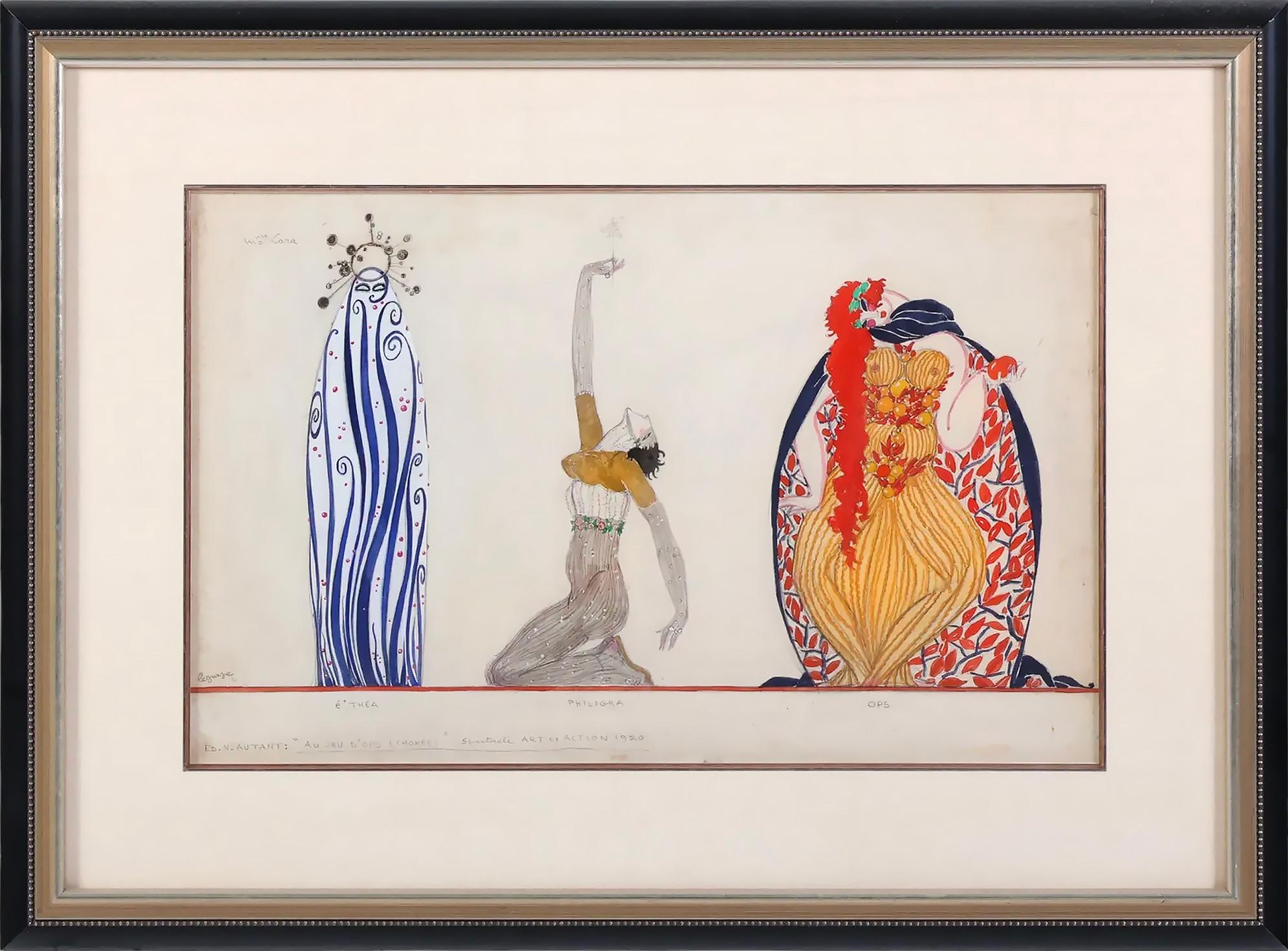 Art Deco Theatre Costume Design with Greek Mythological Figures