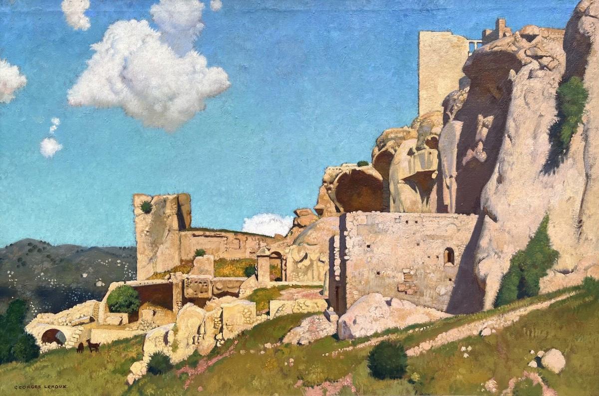 Landscape Painting Georges Leroux - Château des Baux de Provence
