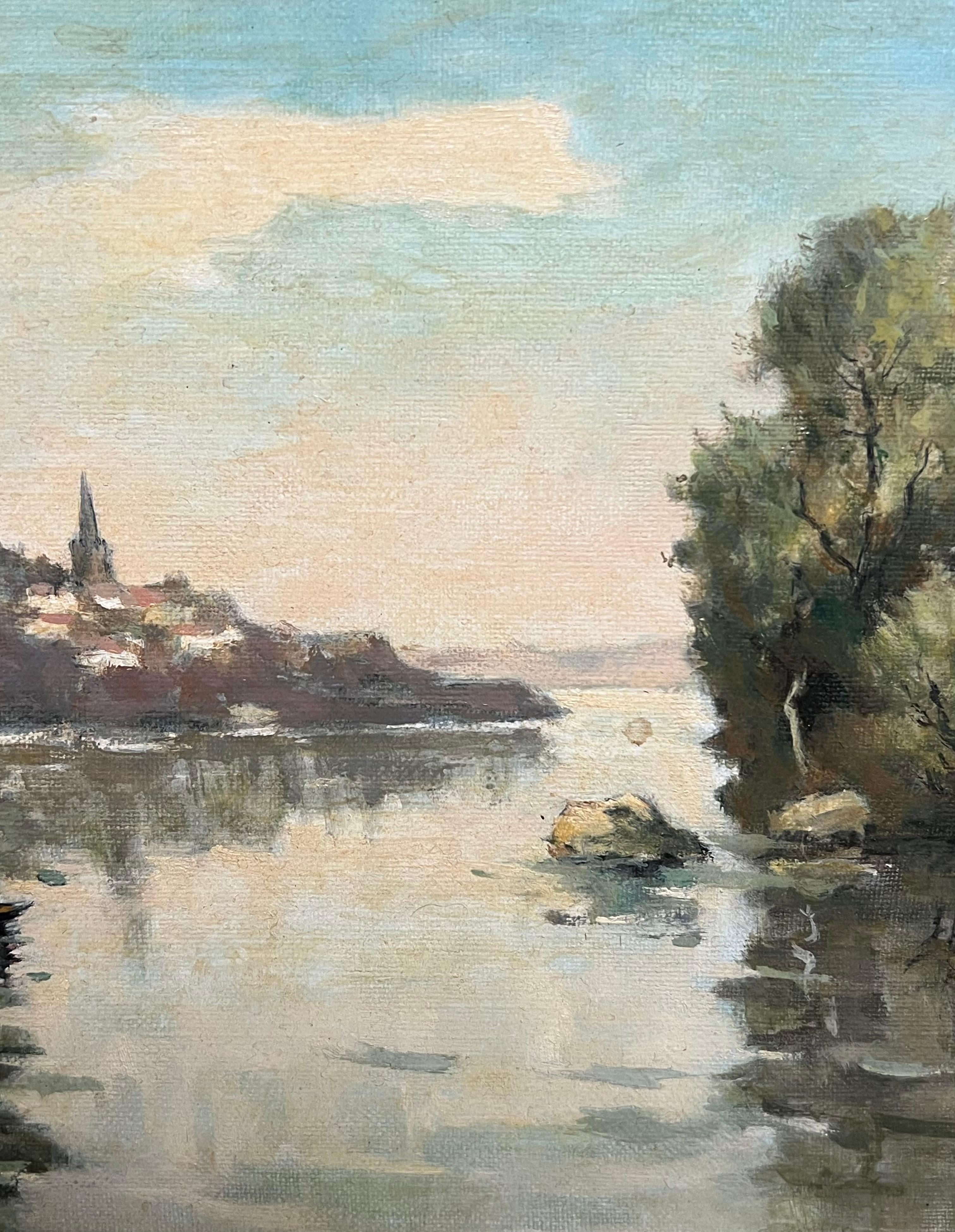 The Tranquil River
by Georges Leroux (French 1892-1972)
signed oil on canvas, framed
Framed: 15 x 17 inches
Canvas: 9 x 11 inches
Provenance: private collection, Cannes, South of France
Condition: very good condition

Description: This enchanting