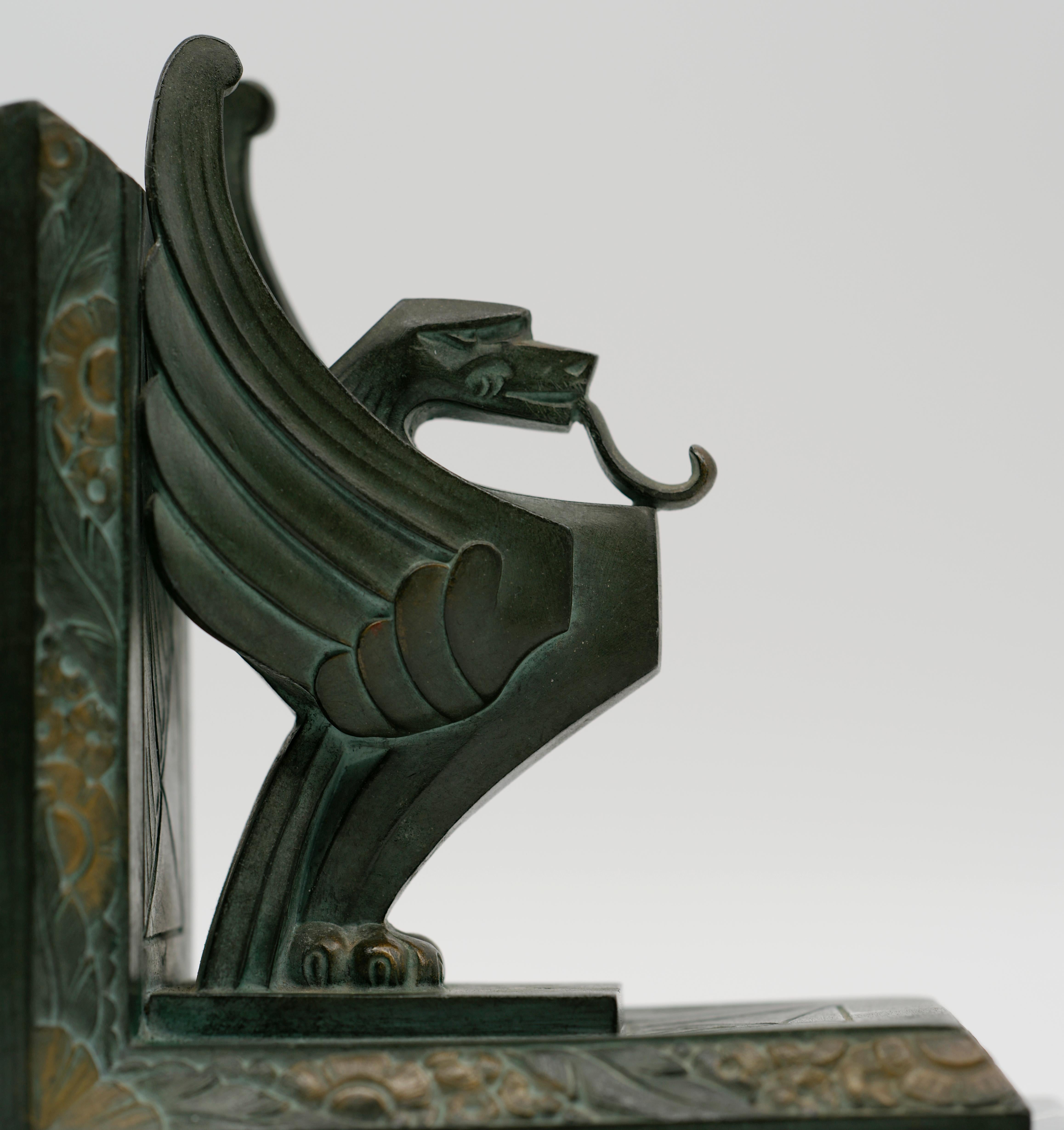 Georges LIMOUSIN Art Deco Griffin Bookends 1920 For Sale 6