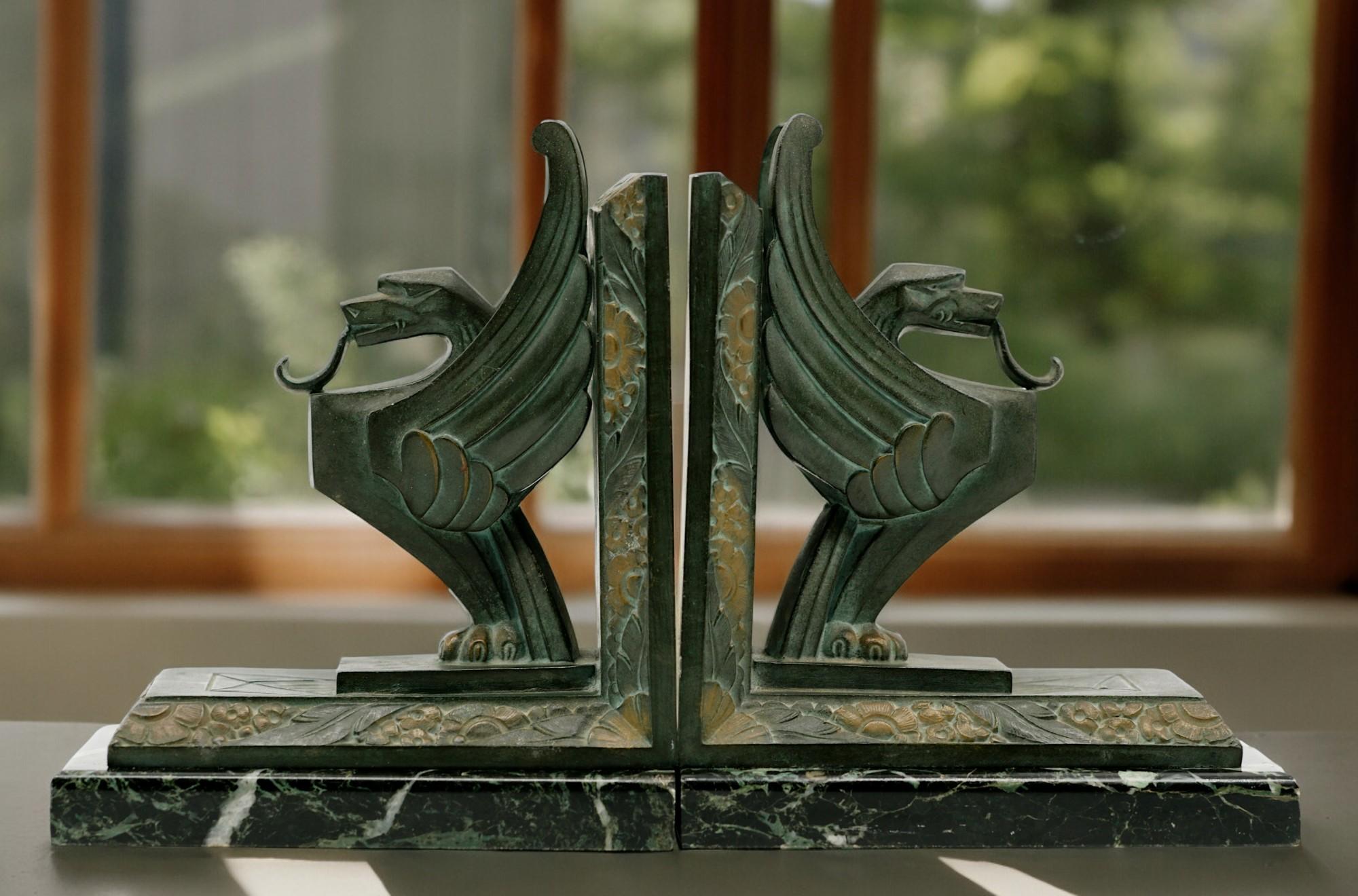 Georges LIMOUSIN Art Deco Griffin Bookends 1920 For Sale 1