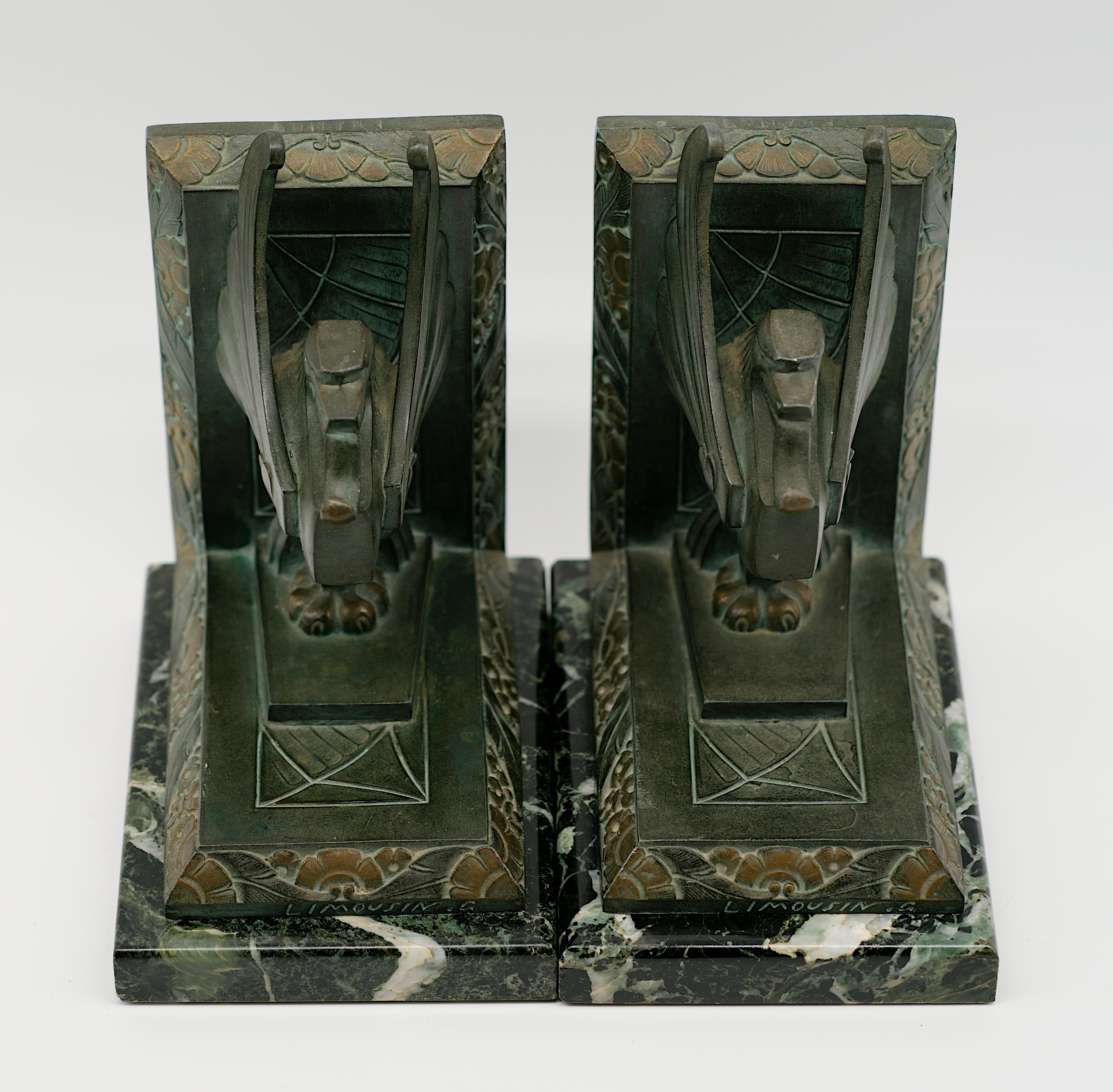 Georges LIMOUSIN Art Deco Griffin Bookends 1920 For Sale 3