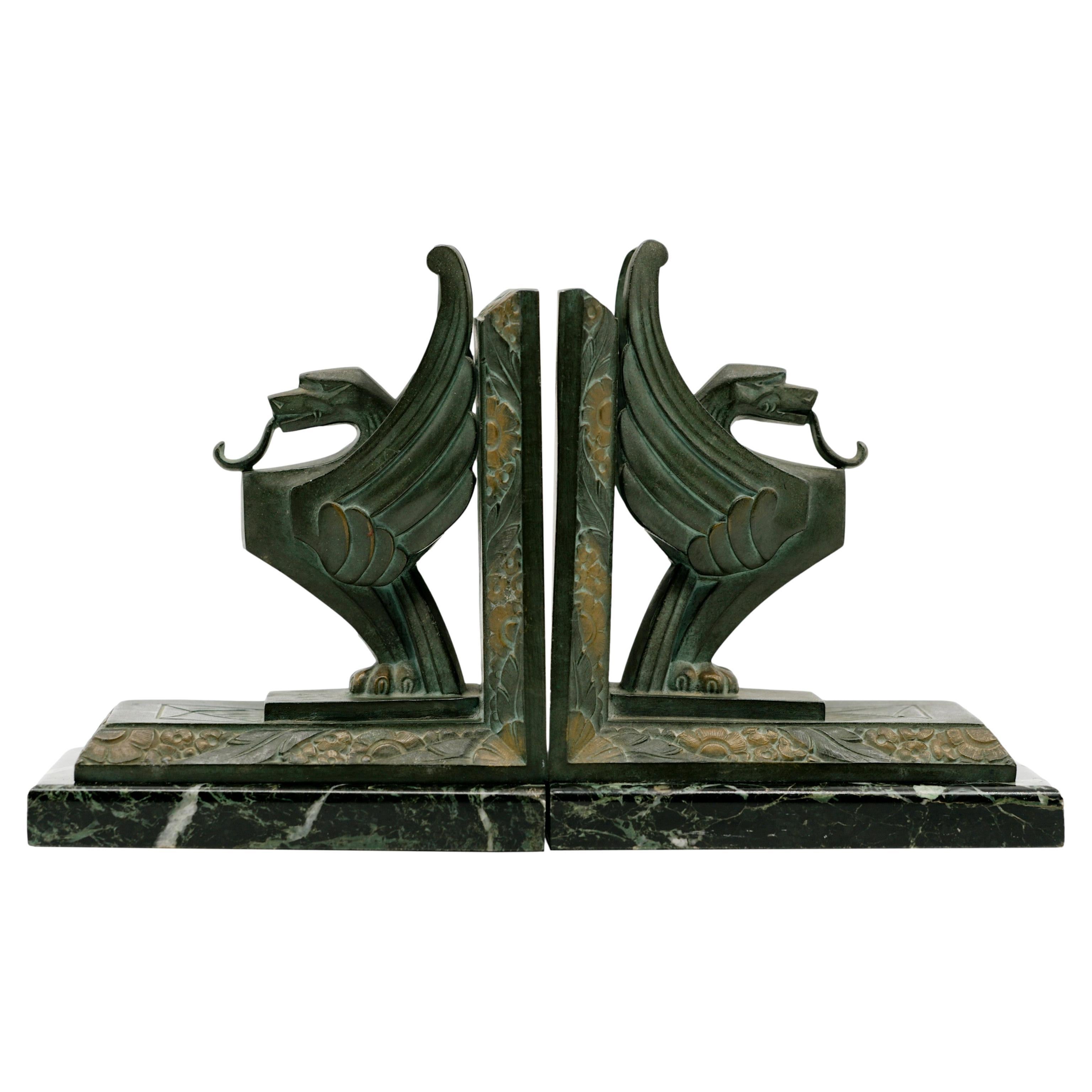 Georges LIMOUSIN Art Deco Griffin Buchstützen 1920
