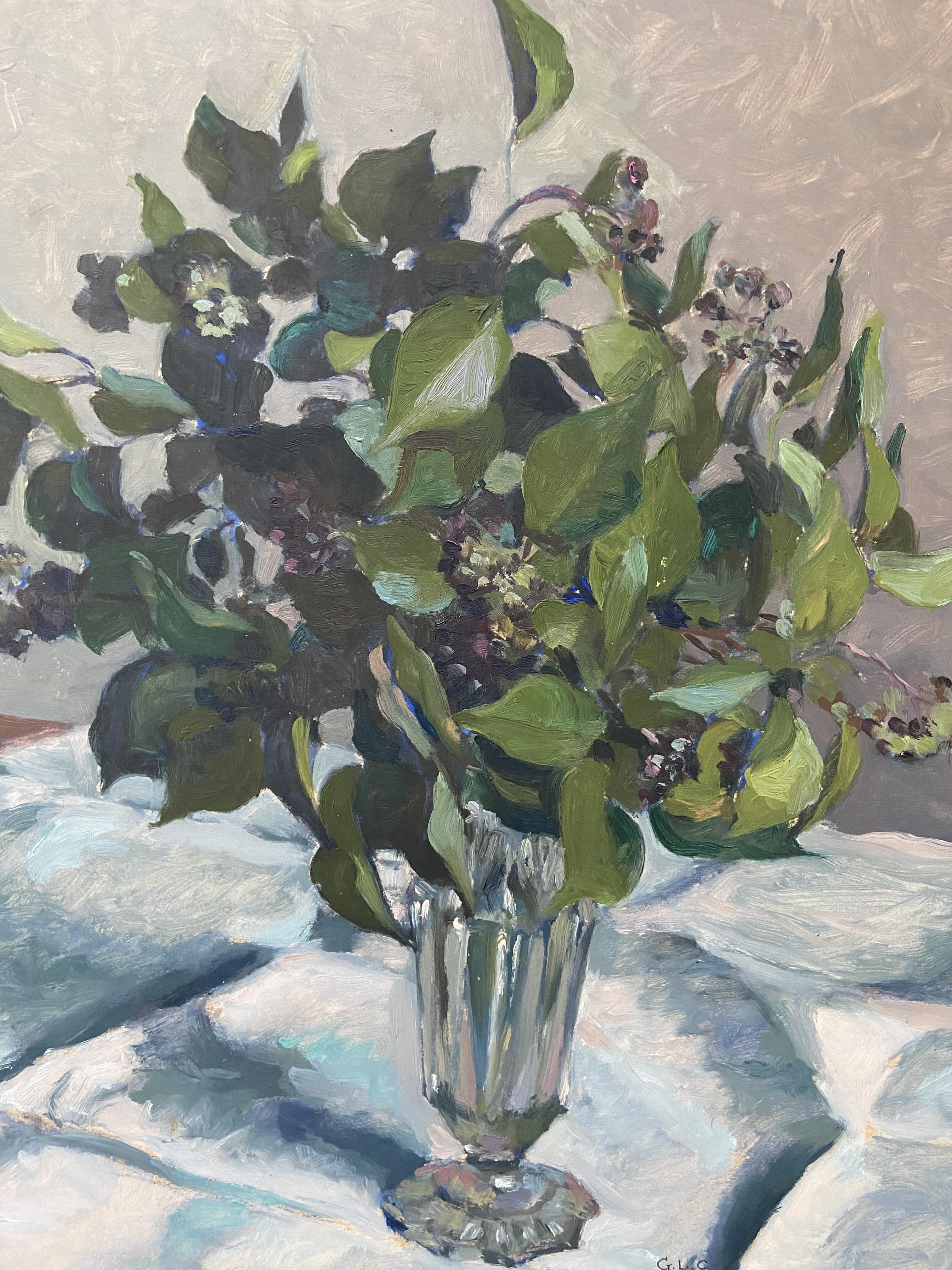 Georges Louis Claude (1879-1963) Blaues Blumenstrauß 1940, Öl auf Papier  im Angebot 9