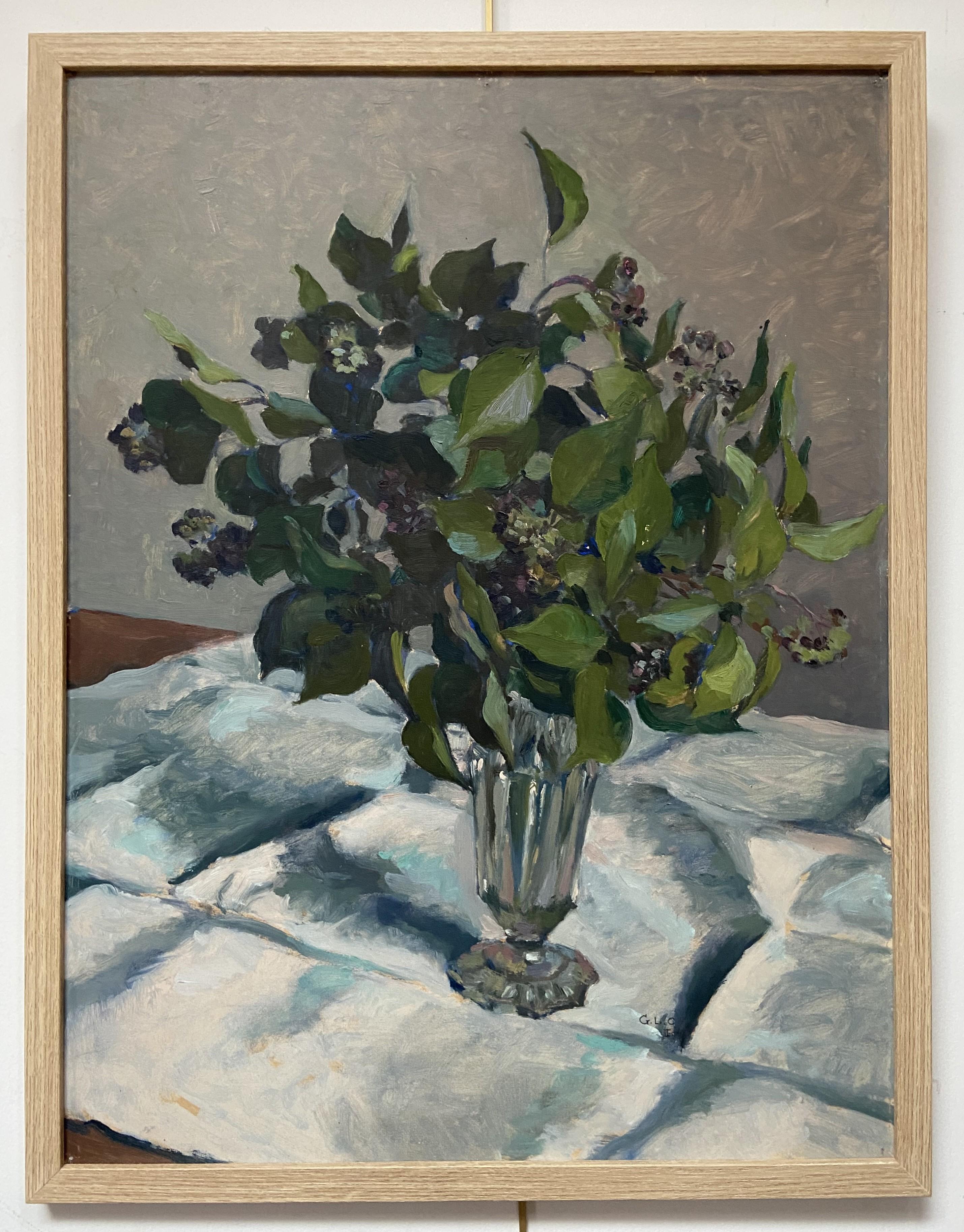 Georges Louis Claude (1879-1963) A bouquet of blue flowers 1940, oil on paper  For Sale 1