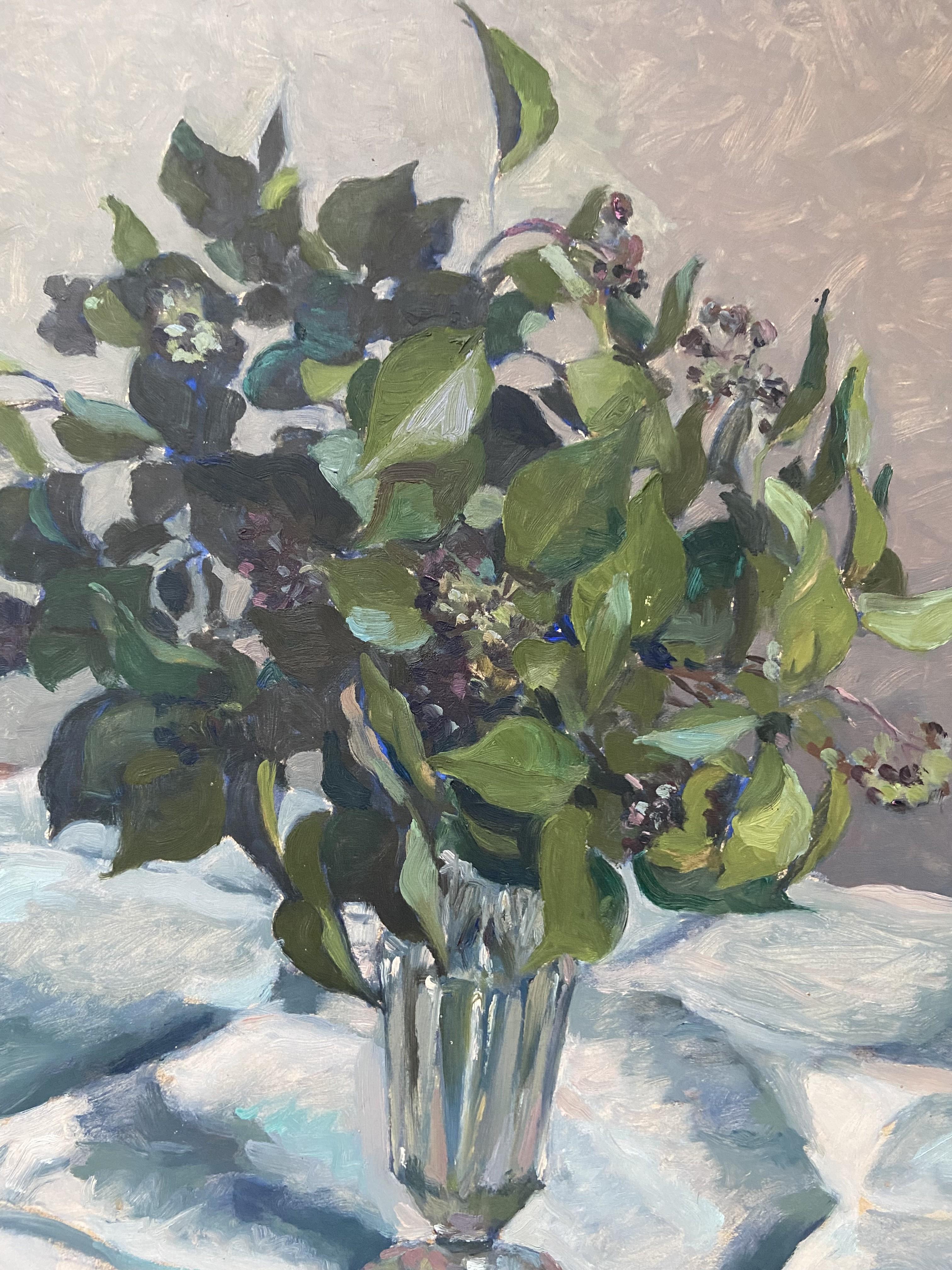 Georges Louis Claude (1879-1963) Un bouquet de fleurs bleues 1940, huile sur papier  en vente 3