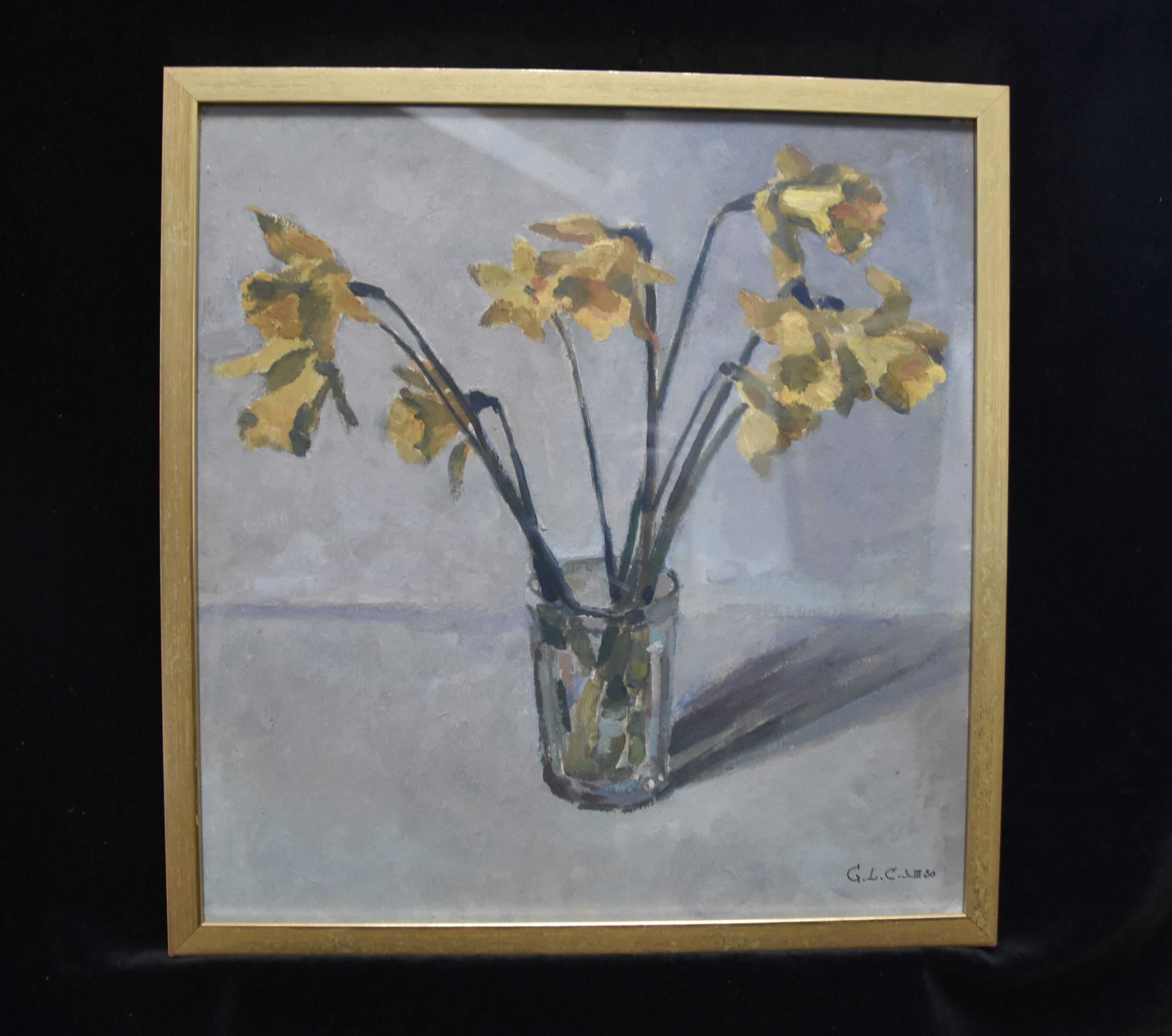Georges Louis Claude (1879-1963) Daffodils in a vase, 1930  oil on paper signed 1