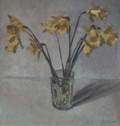 Vintage Georges Louis Claude (1879-1963) Daffodils in a vase, 1930  oil on paper signed