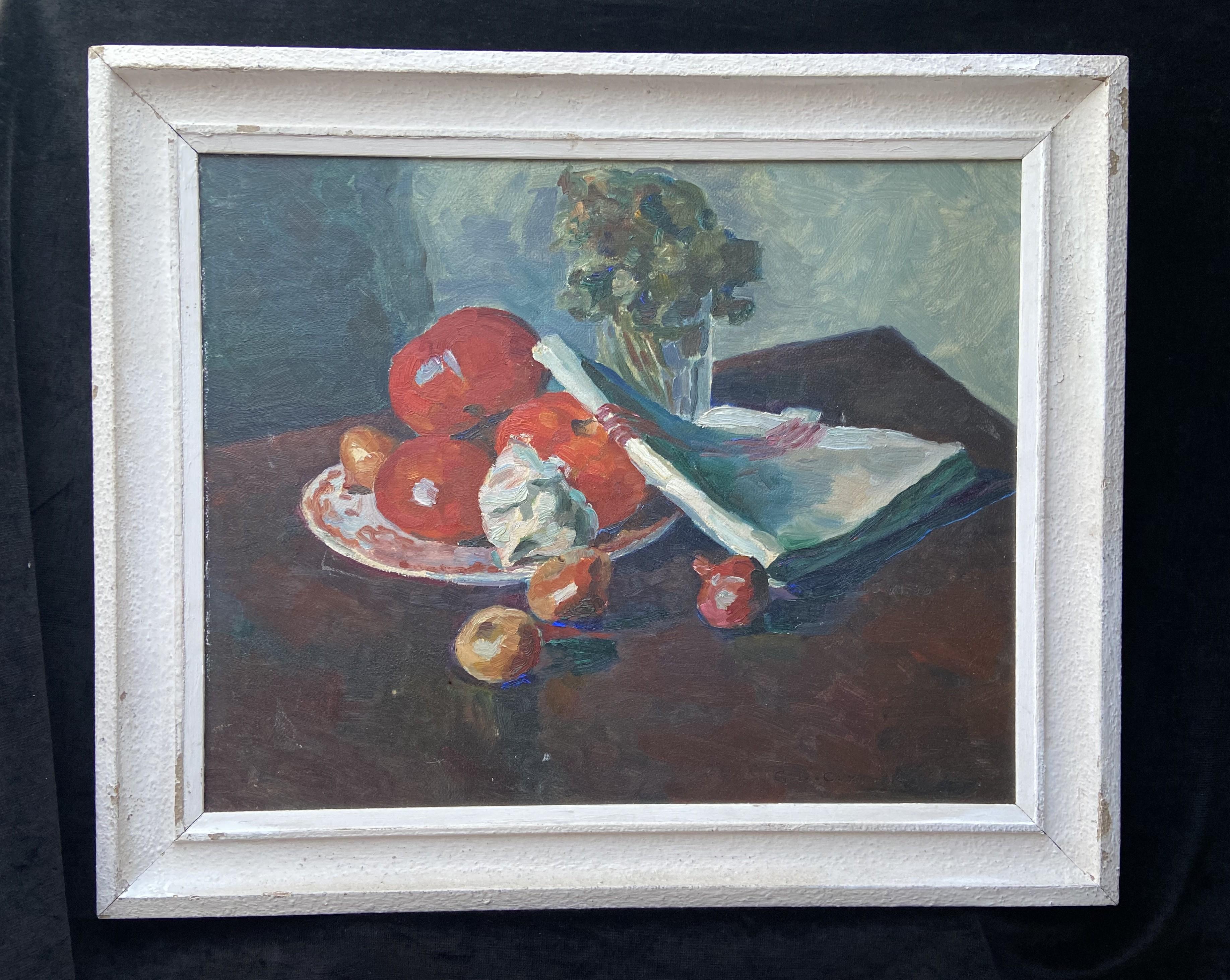 Georges Louis Claude (1879-1963) Nature morte aux fruits, 1938, huile sur papier  en vente 1