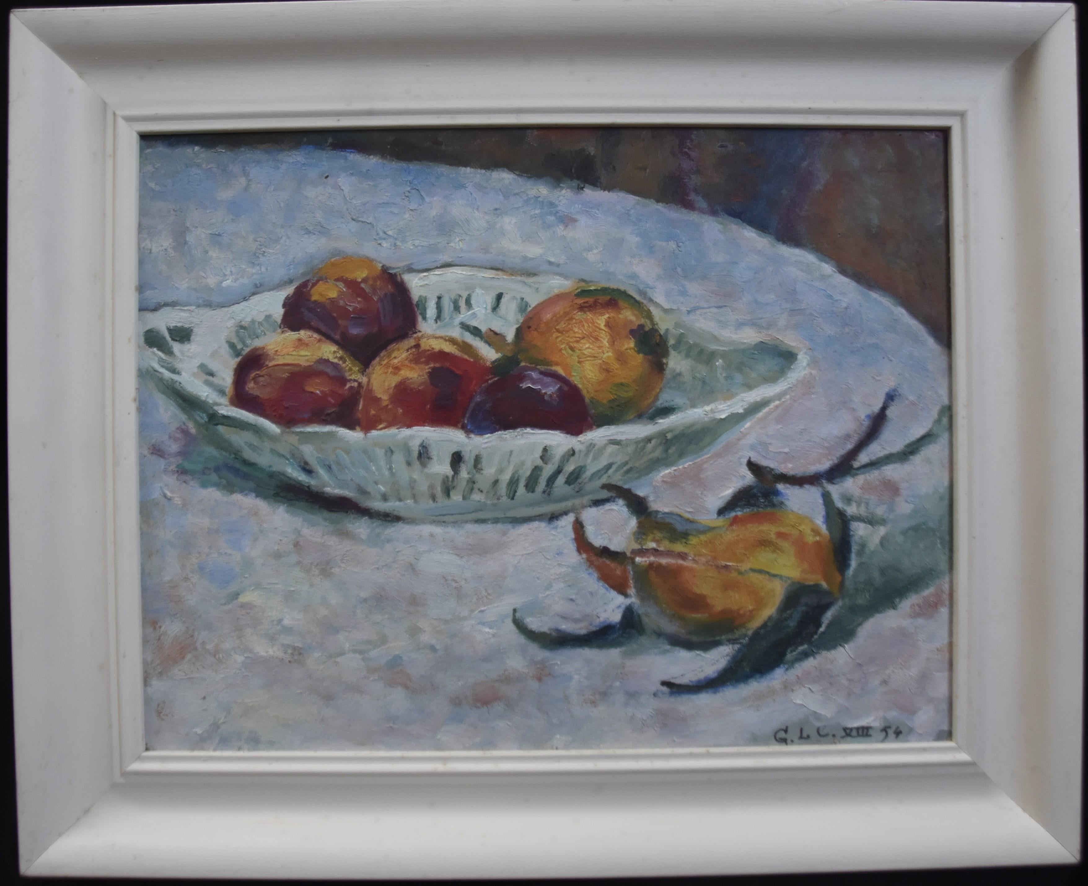 Georges Louis Claude (1879-1963) Natura morta con frutta, olio su carta firmato 1