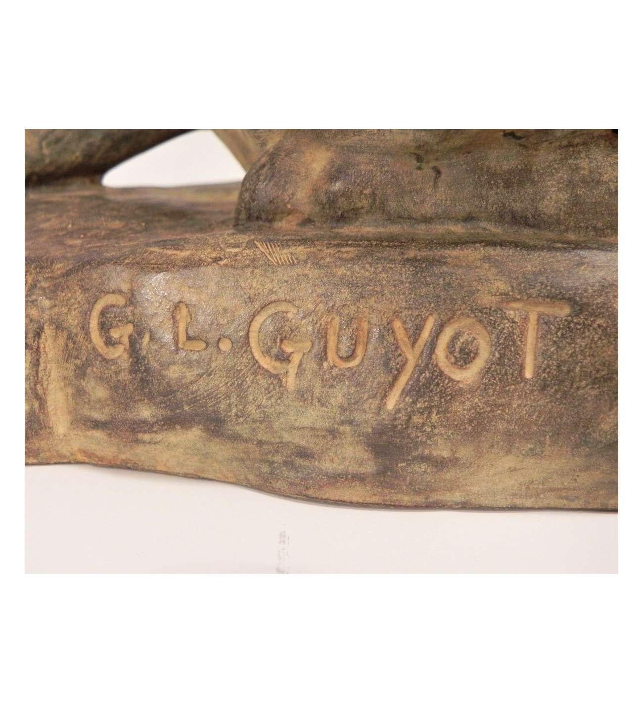 German Shepherd Dog - Georges-lucien Guyot - Gold Figurative Sculpture by Georges-Lucien GUYOT