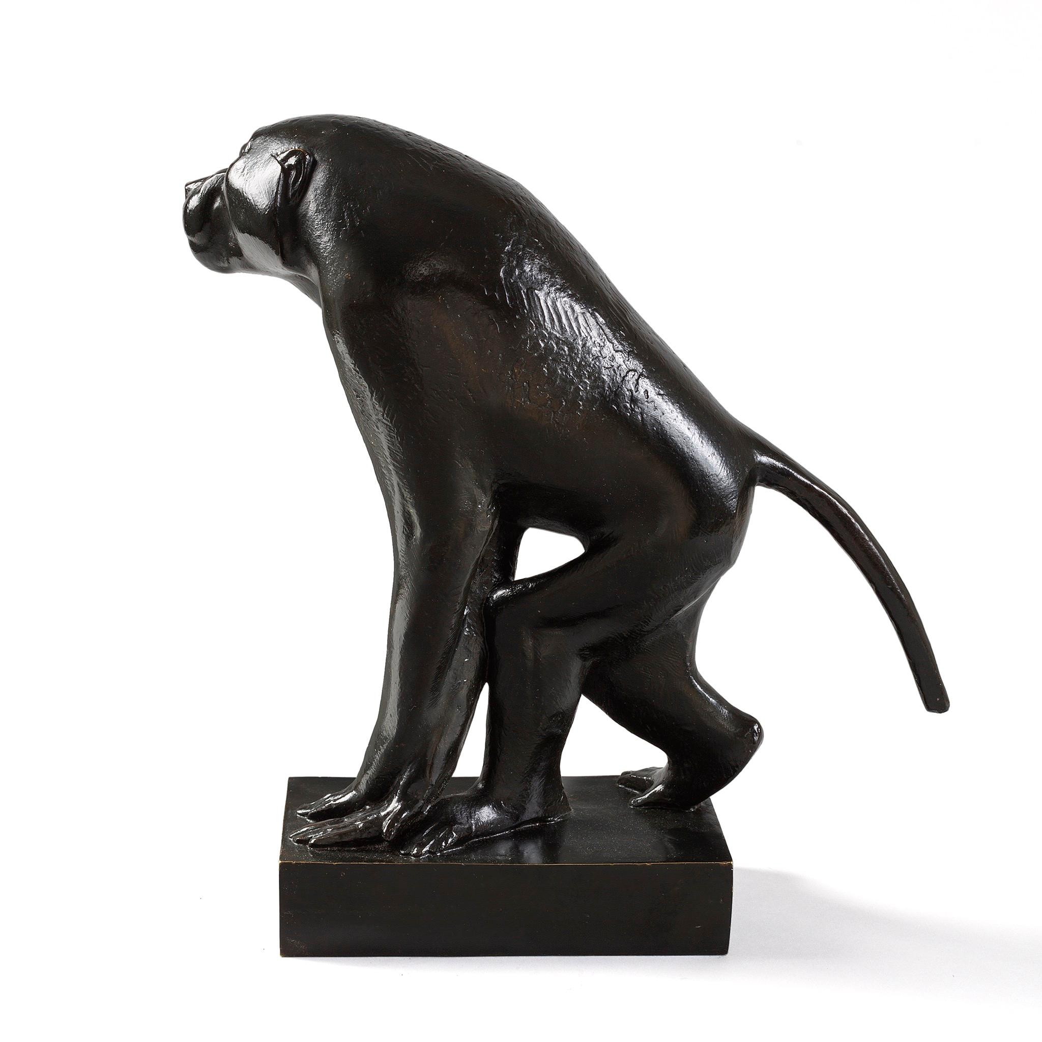 Art déco Sculpture en bronze patiné ' Babouin ' de Georges Lucien Guyot en vente