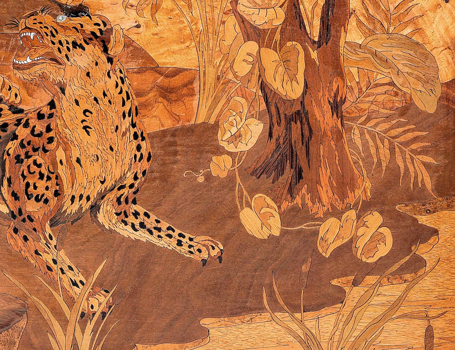 French Georges Lucien Guyot a Wood, Ivorine and Abalone Marquetry P