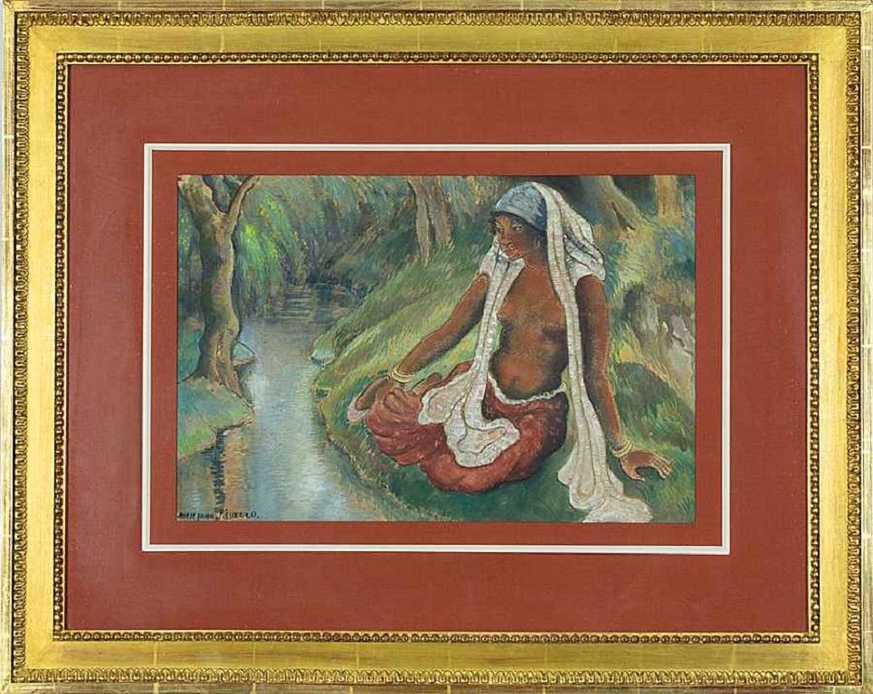 Femme au bord de la rivière by Georges Manzana Pissarro, circa 1910 For Sale 1