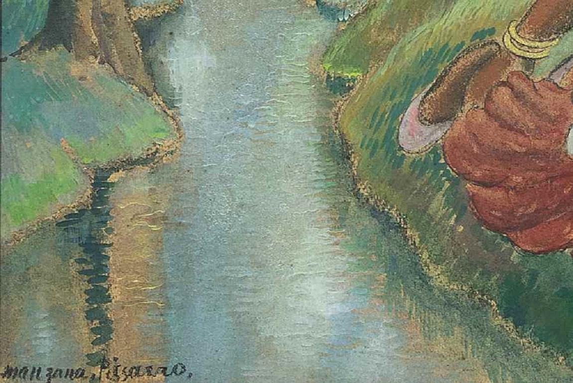 Femme au bord de la rivière par Georges Manzana Pissarro, vers 1910 en vente 3