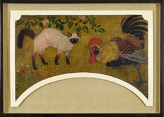 Gato y gallo, óleo y oro sobre tabla de Georges Manzana Pissarro, 1925